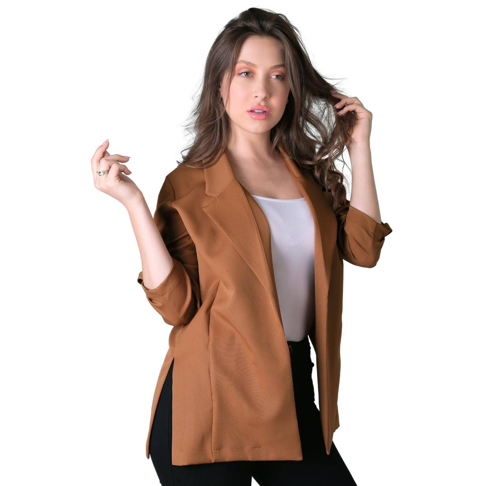 Saco Formal Blazer Mujer Café Stfashion 79304625 