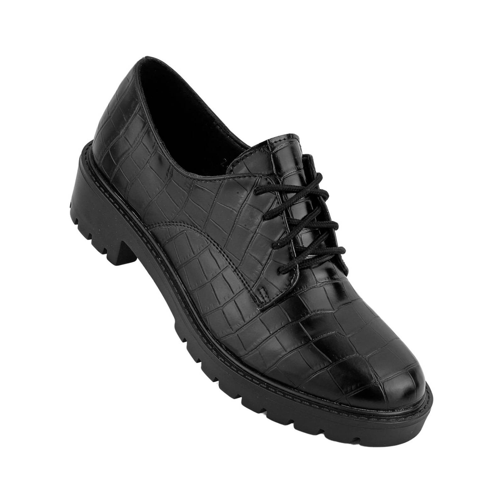Zapato Mujer Oxford Vestir Tacón Negro Stfashion 09903800 