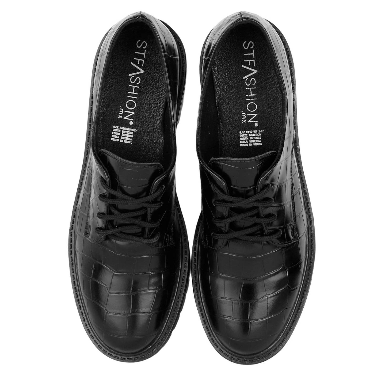 Zapato Mujer Oxford Vestir Tacón Negro Stfashion 09903800 