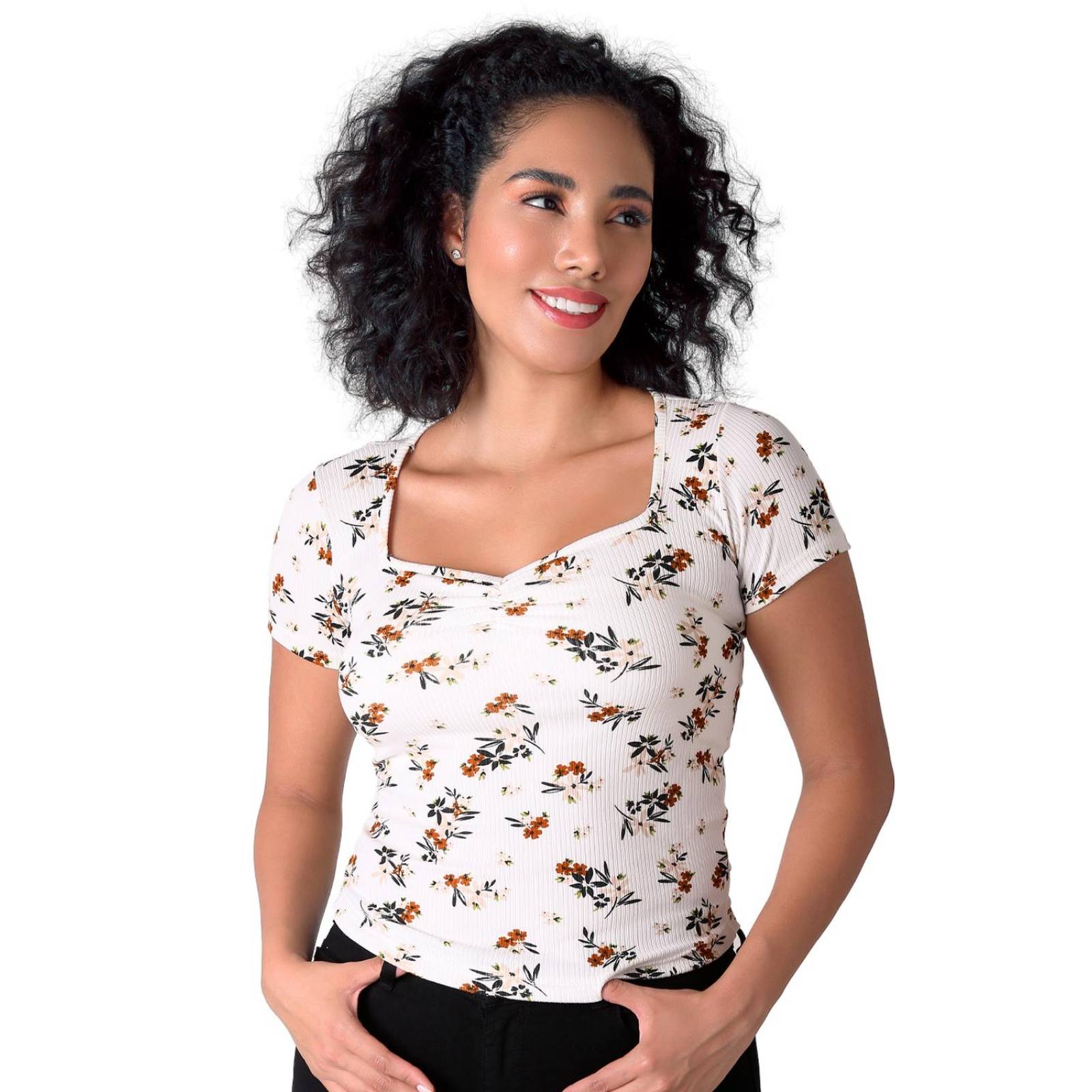 Playera Mujer Moda Camiseta Crema Stfashion 50904699 