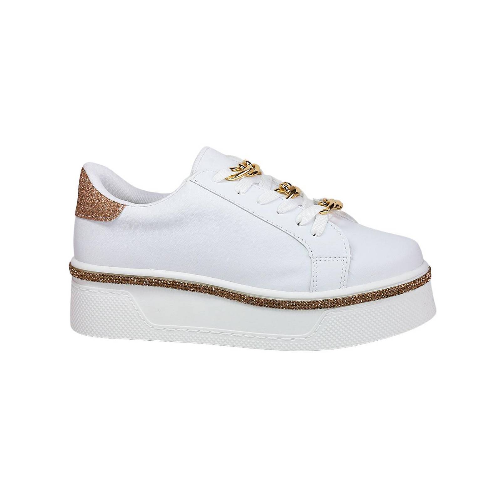 Tenis Plataforma Mujer Blanco Tacto Piel Stfashion 16903906