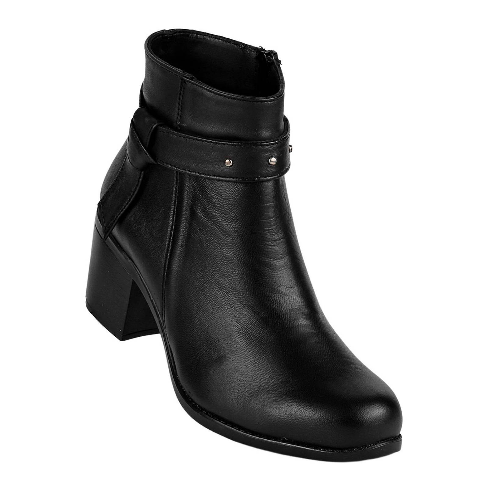Botin Formal Tacon Mujer Negro Piel Stfashion 03003902 
