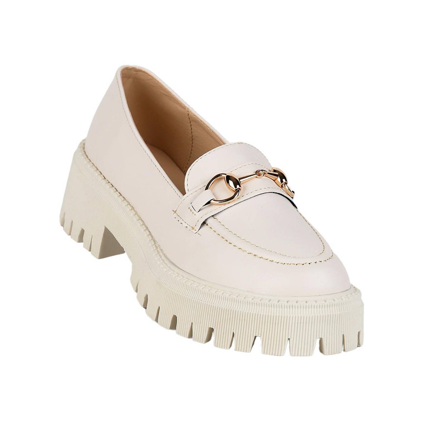 Zapato Mujer Mocasín Casual Tacón Crema Stfashion 04803900 