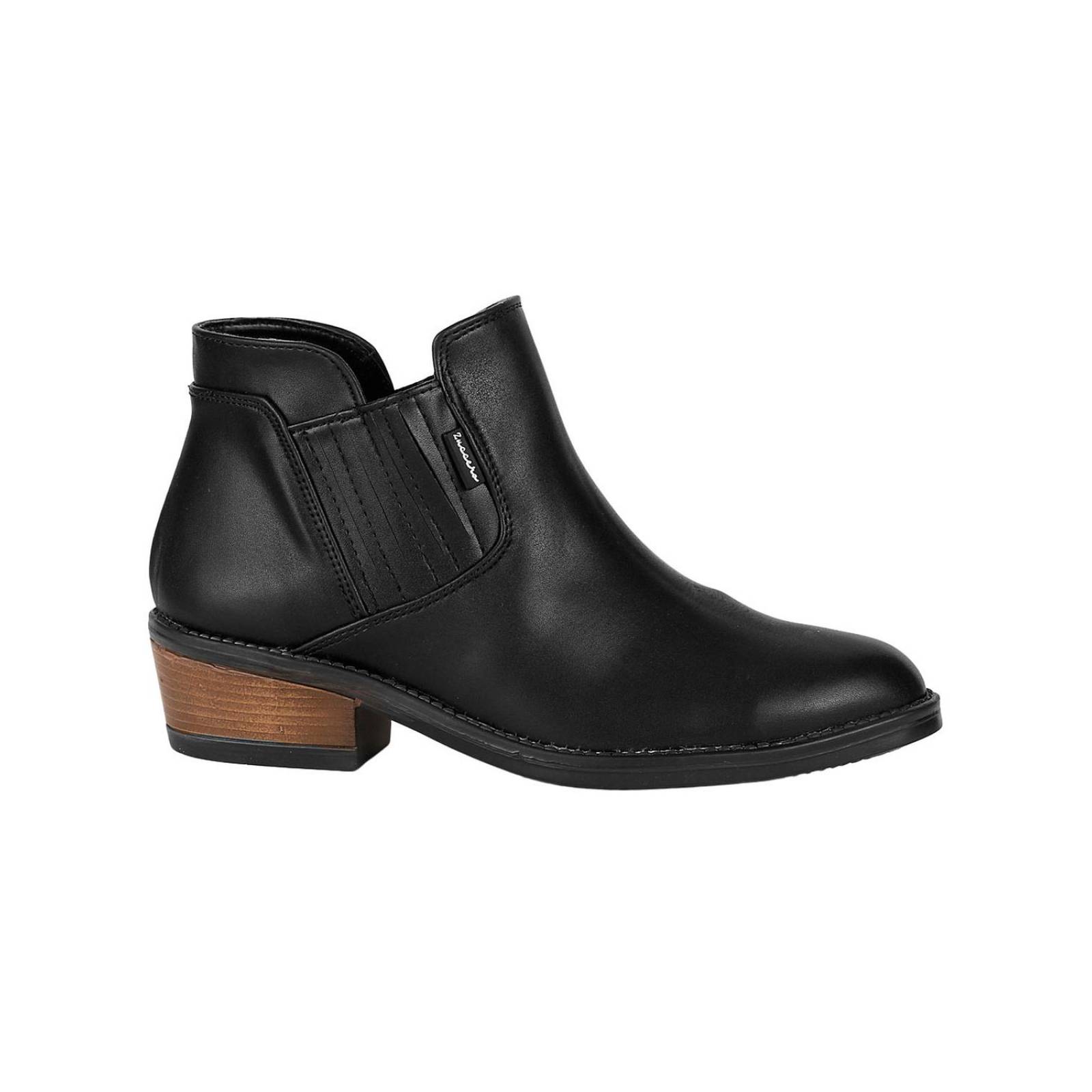 Botin Casual Tacon Mujer Negro Tacto Piel Signos 00603901 