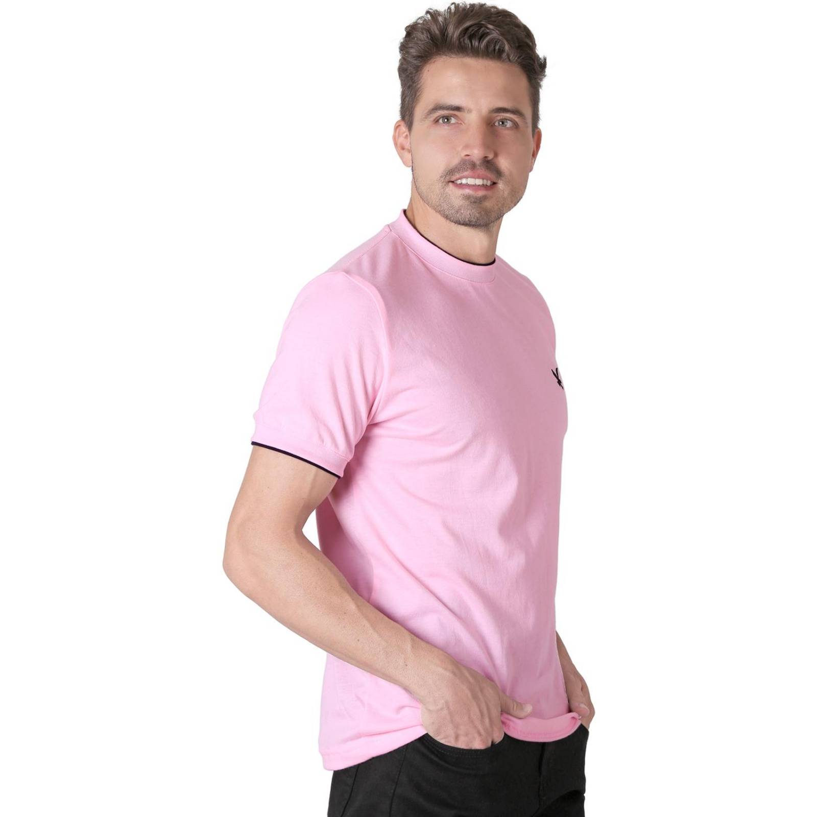Playera Hombre Básico Camiseta Rosa Stfashion 61704614 
