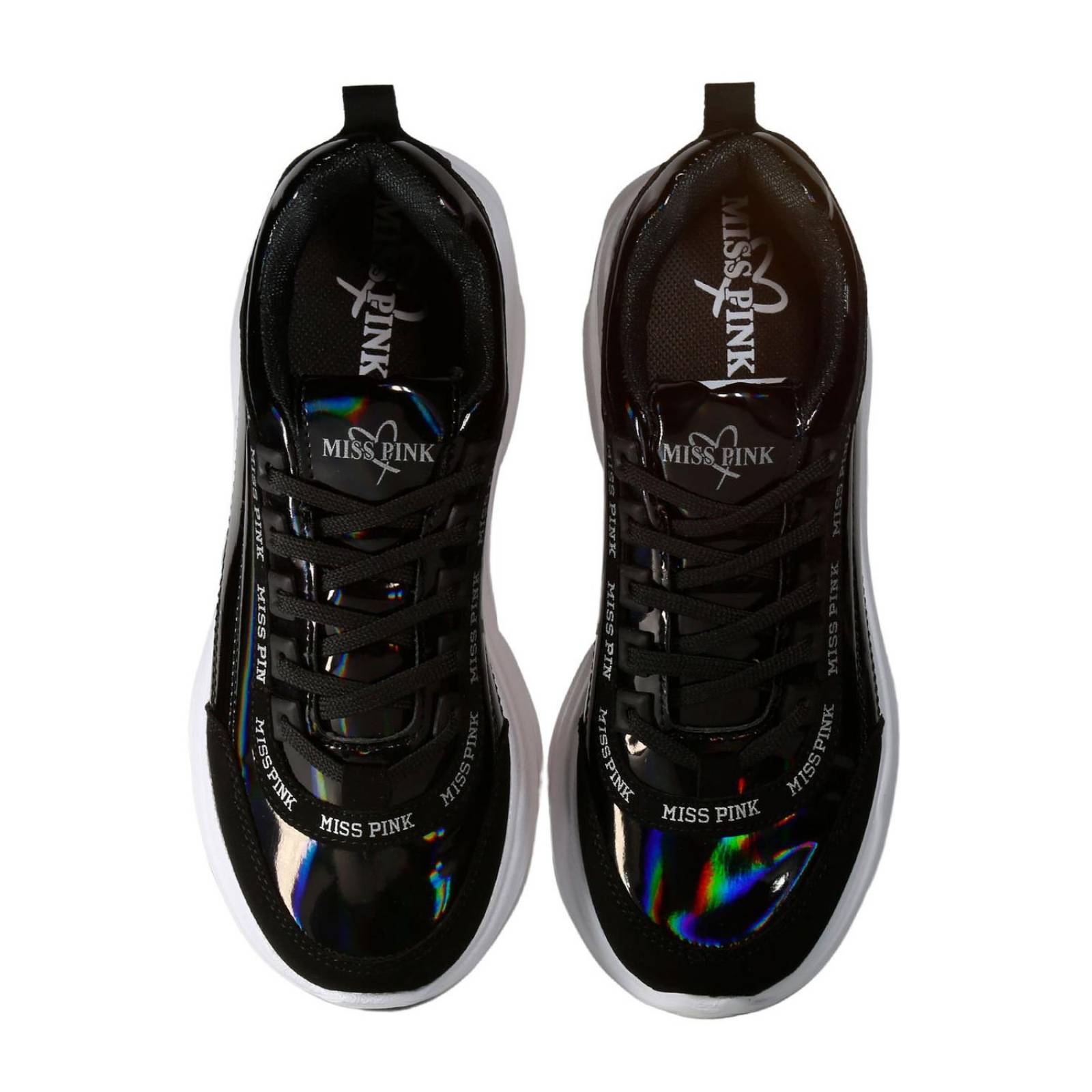 Tenis Casual Plataforma Mujer Negro Tipo Charol Clasben 06903911 