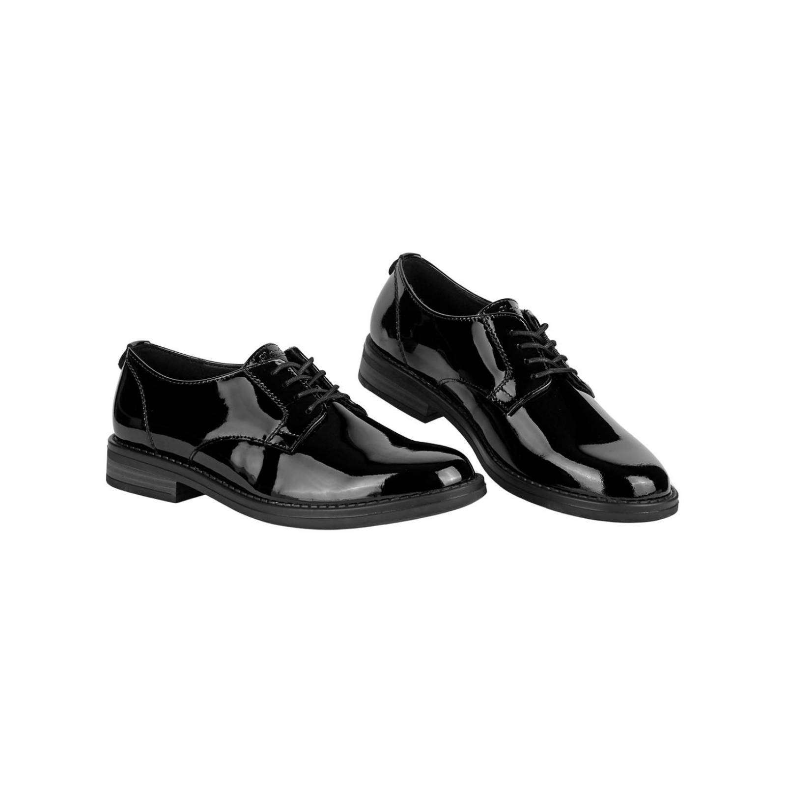 Zapato Casual Piso Mujer Negro Charol De Piel Flexi 02503916
