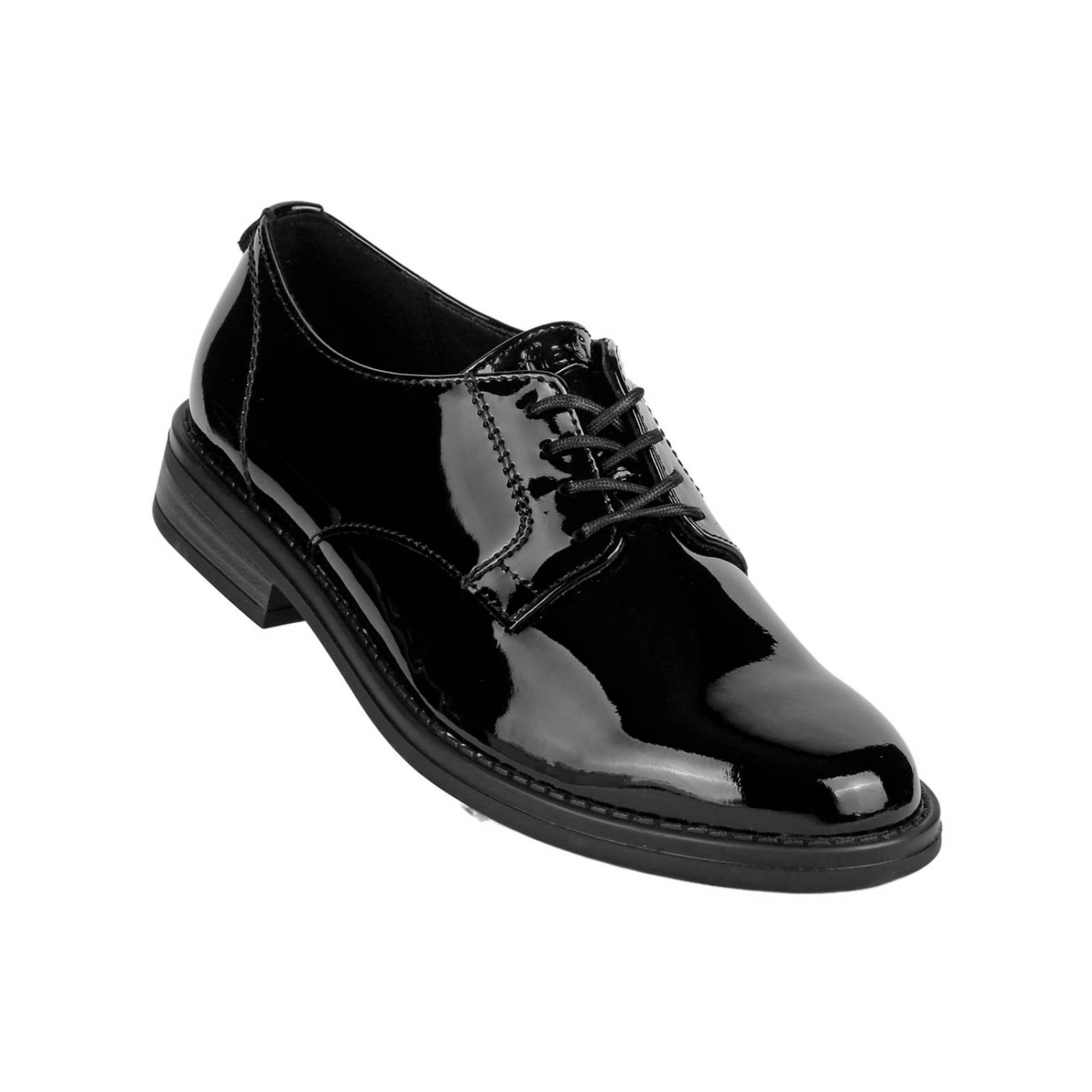 Zapato Casual Piso Mujer Negro Charol De Piel Flexi 02503916
