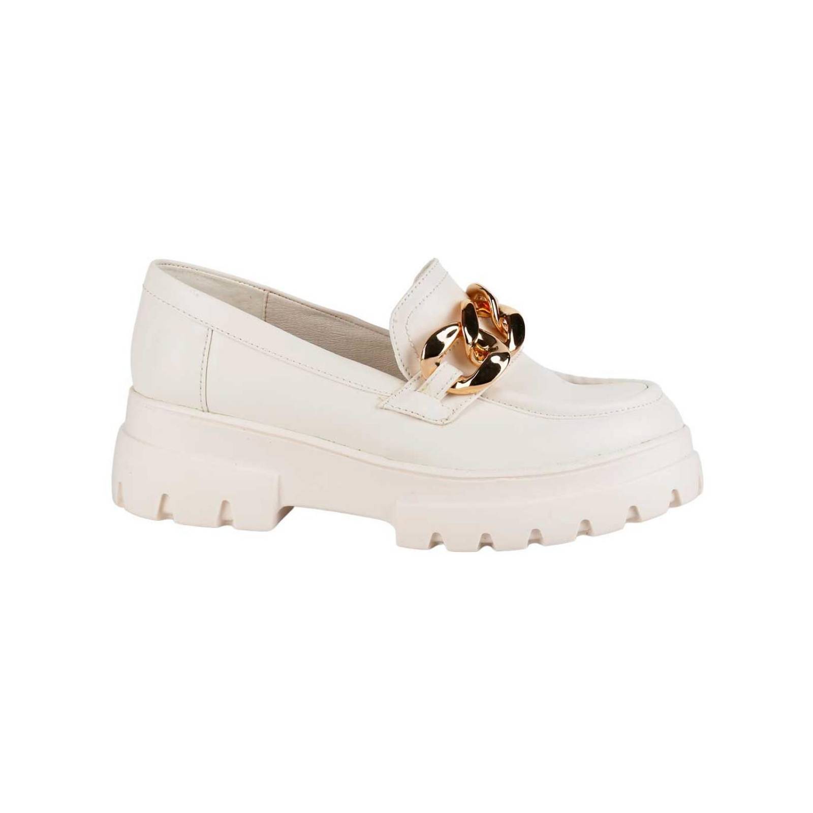 Zapato Mujer Mocasín Casual Tacón Crema Gina Loren 23803902 