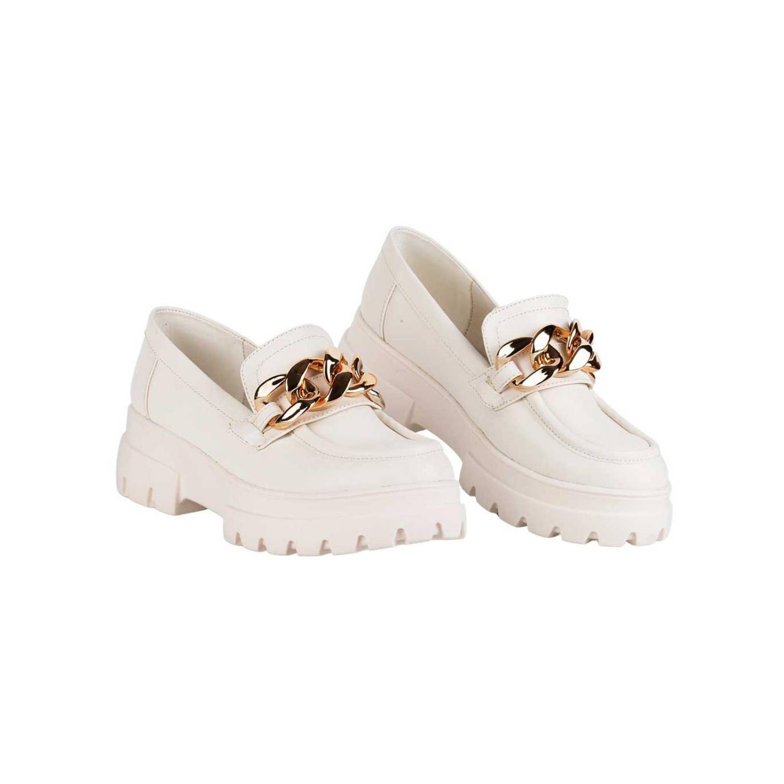 Zapato Mujer Mocasín Casual Tacón Crema Gina Loren 23803902 