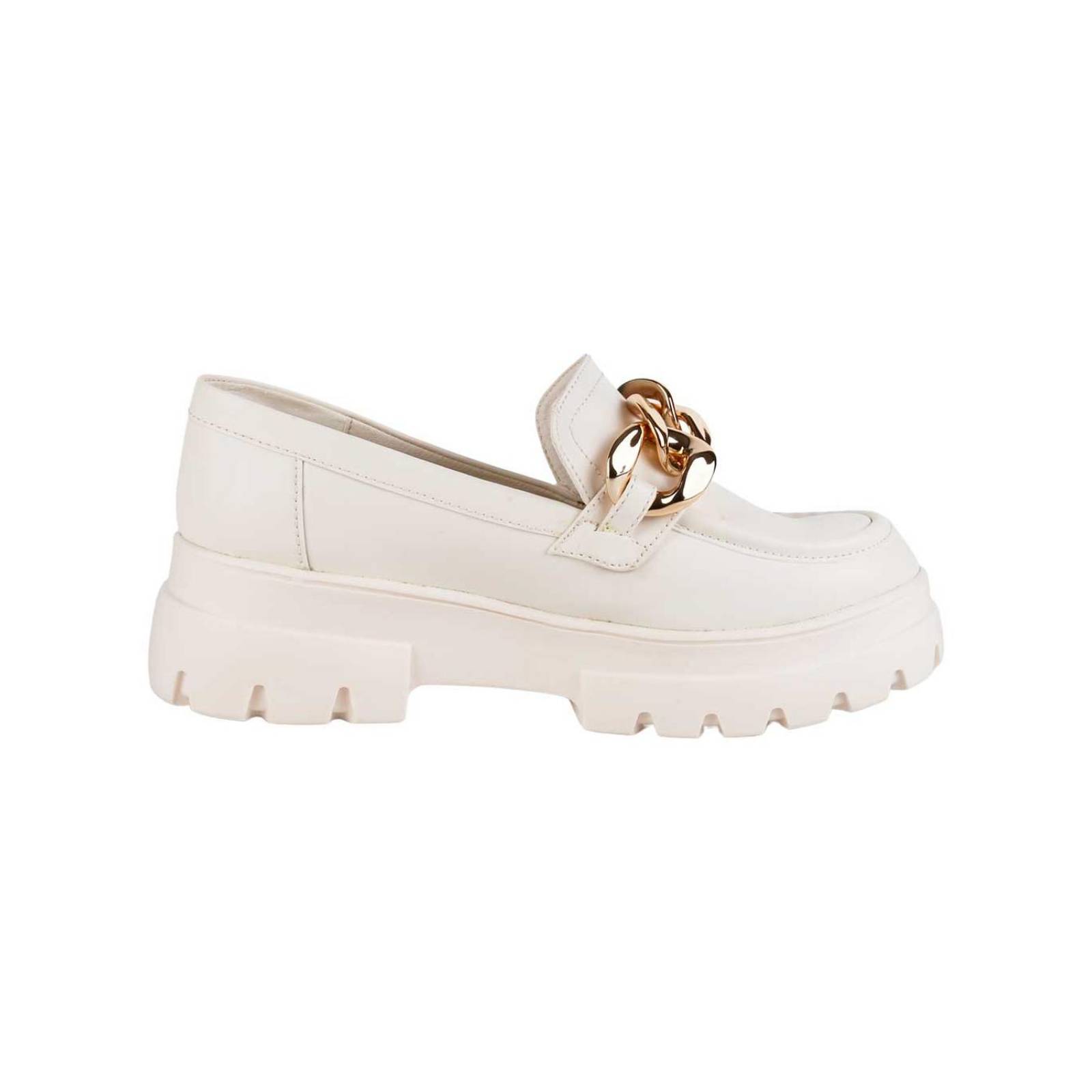 Zapato Mujer Mocasín Casual Tacón Crema Gina Loren 23803902 