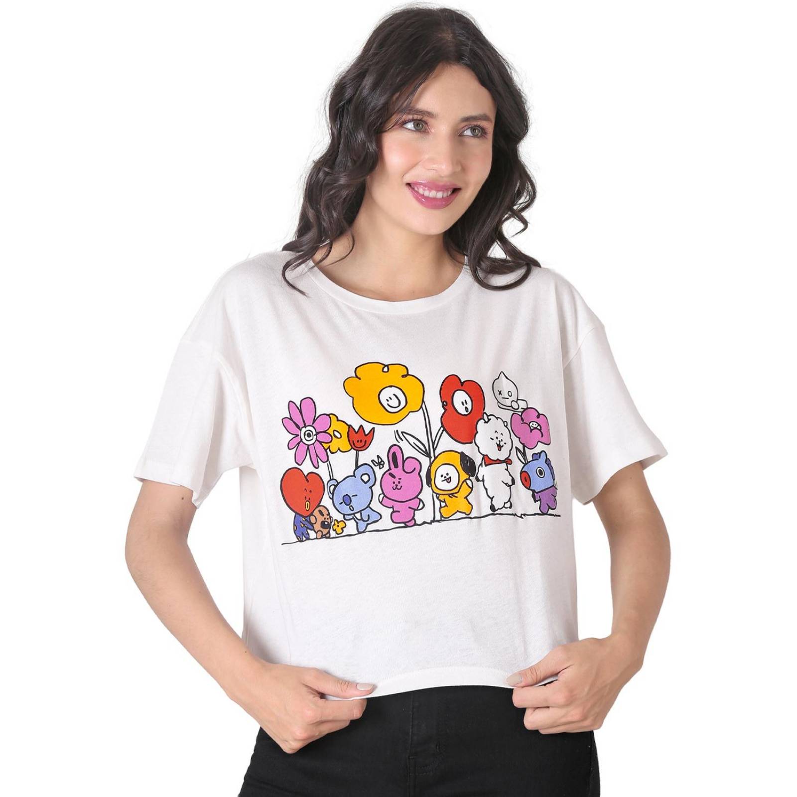 Playera Mujer Moda Top Crema K-Pop 58204804