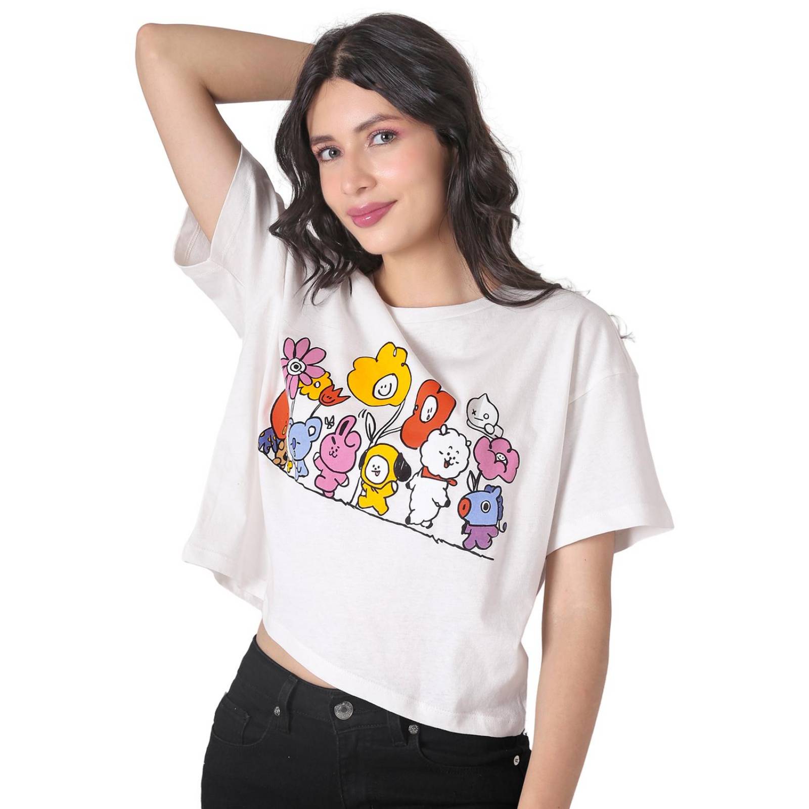Playera Mujer Moda Top Crema K-Pop 58204804