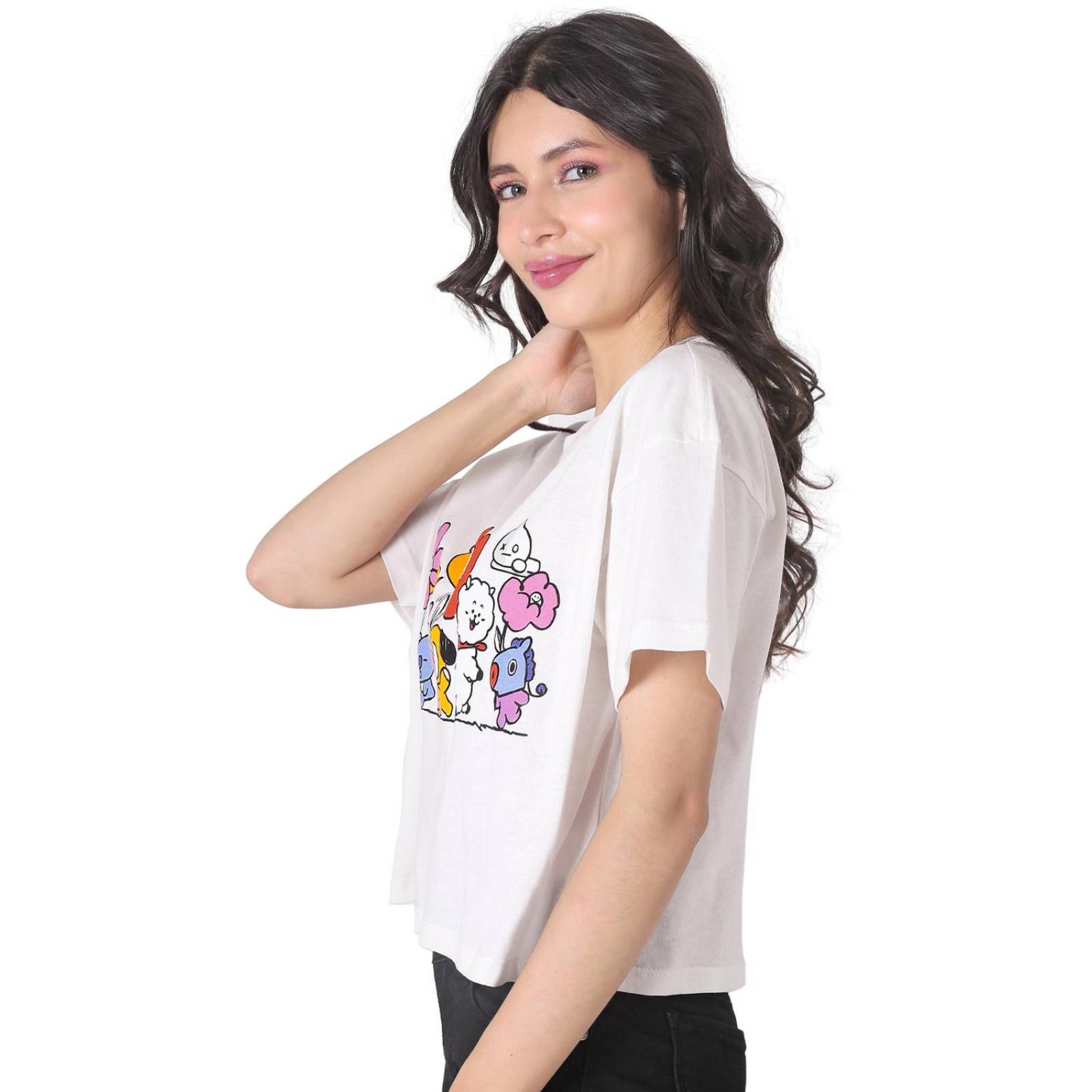 Playera Mujer Moda Top Crema K-Pop 58204804