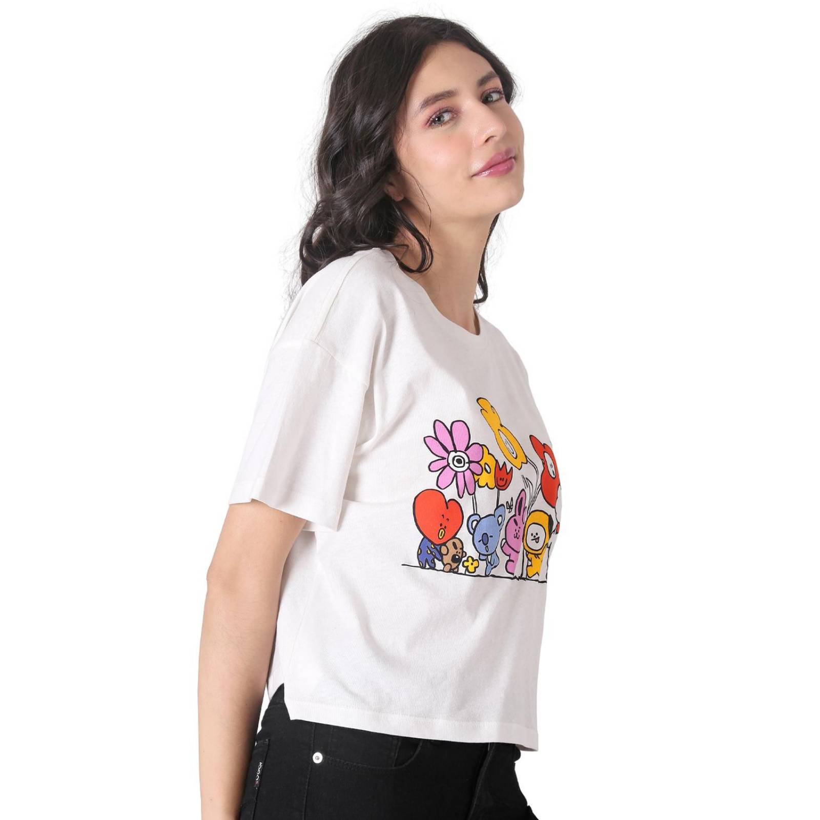 Playera Mujer Moda Top Crema K-Pop 58204804