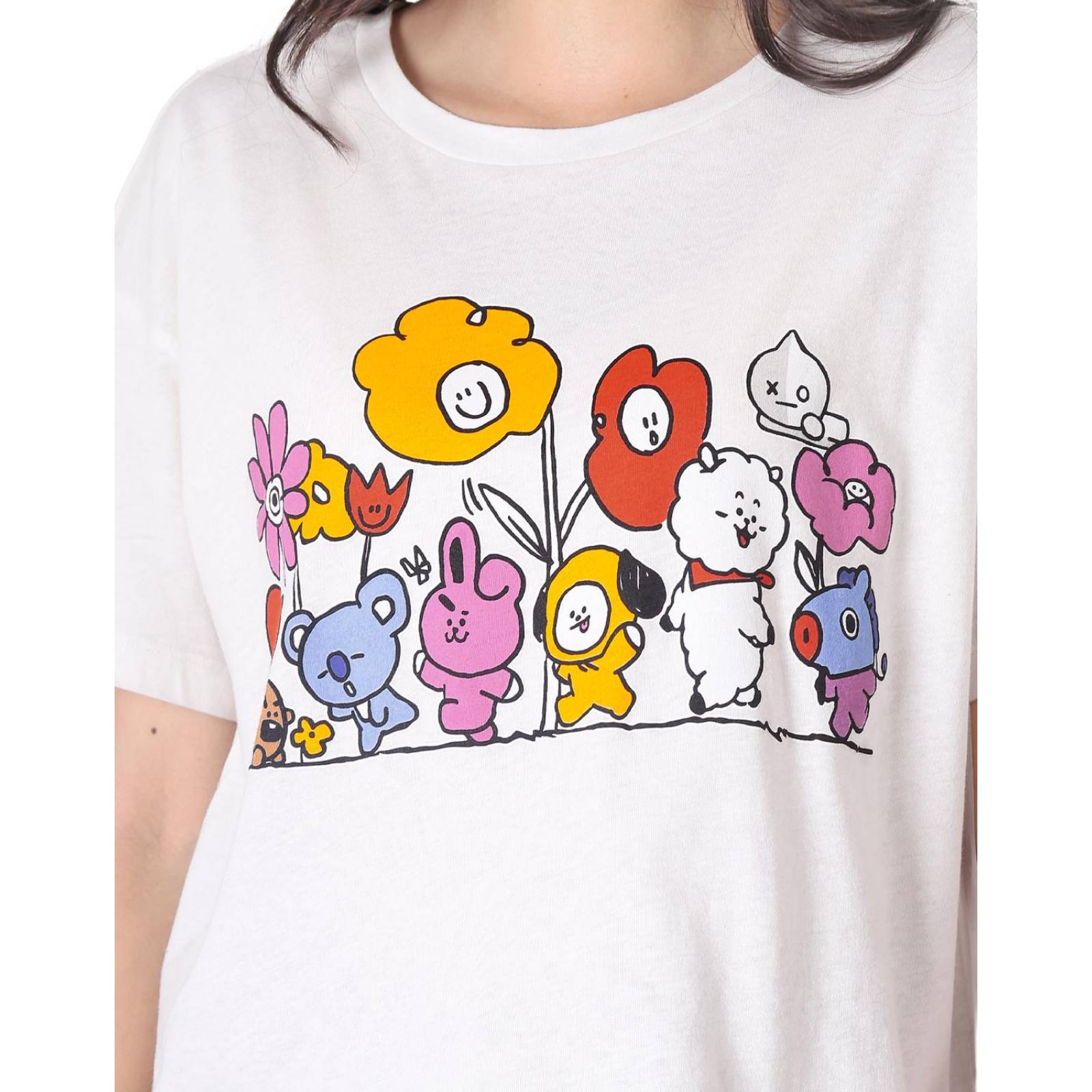 Playera Mujer Moda Top Crema K-Pop 58204804