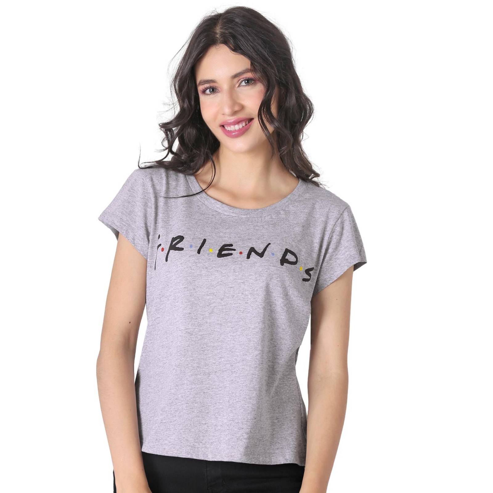 Playera Mujer Moda Camiseta Gris Friends 58204807 .