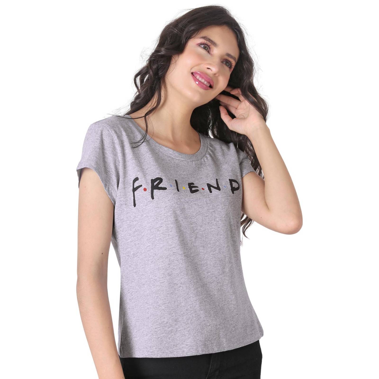 Playera Mujer Moda Camiseta Gris Friends 58204807 .