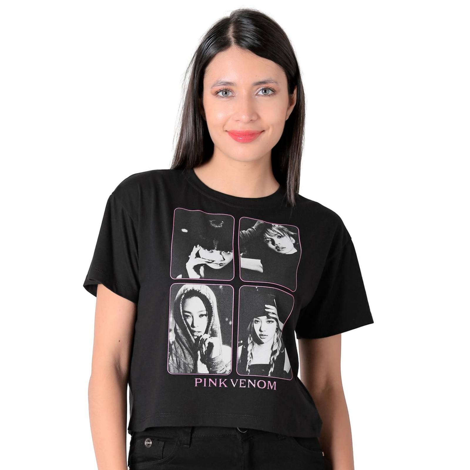 Playera Moda Crop Top Mujer Negro Black Pink 58204853 