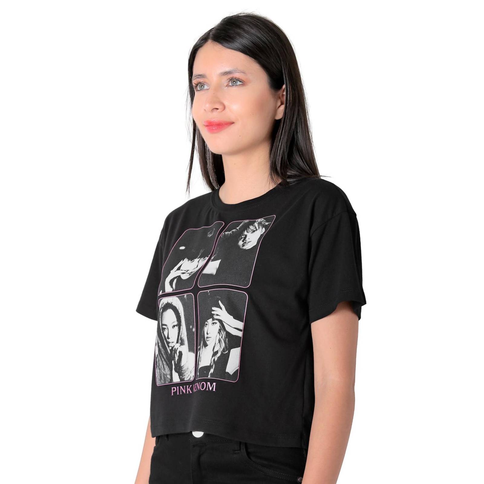 Playera Moda Crop Top Mujer Negro Black Pink 58204853 