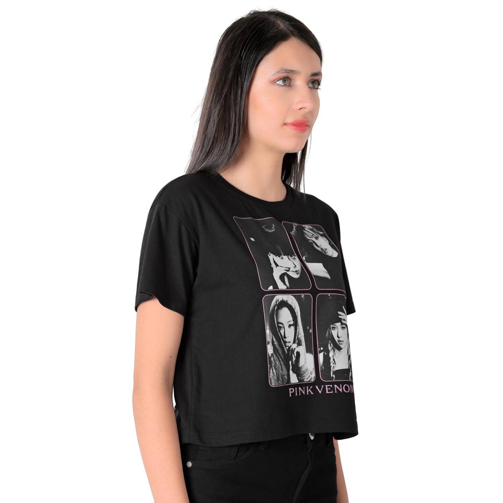 Playera Moda Crop Top Mujer Negro Black Pink 58204853 