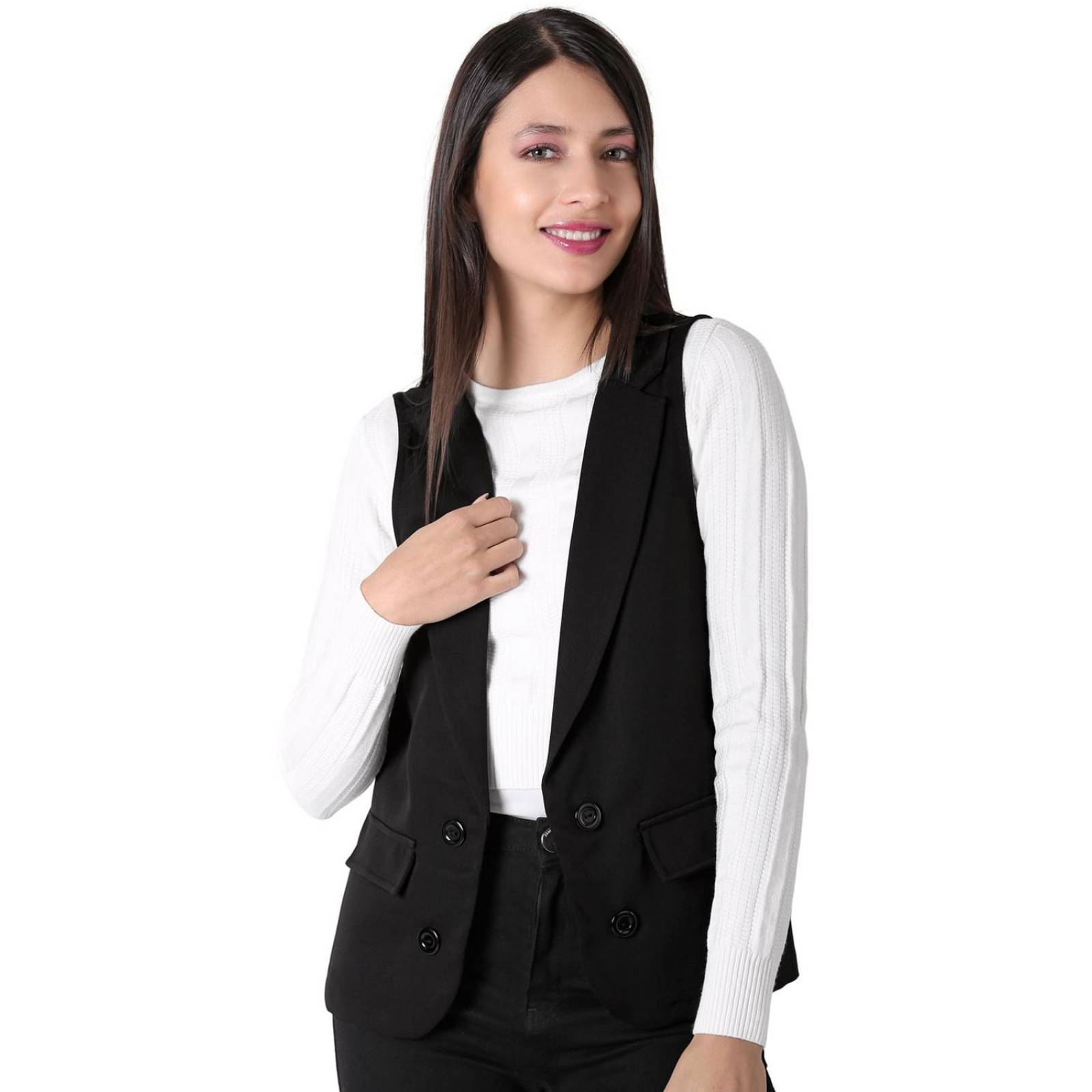 Chaleco Mujer Casual Negro Stfashion 79304646 .