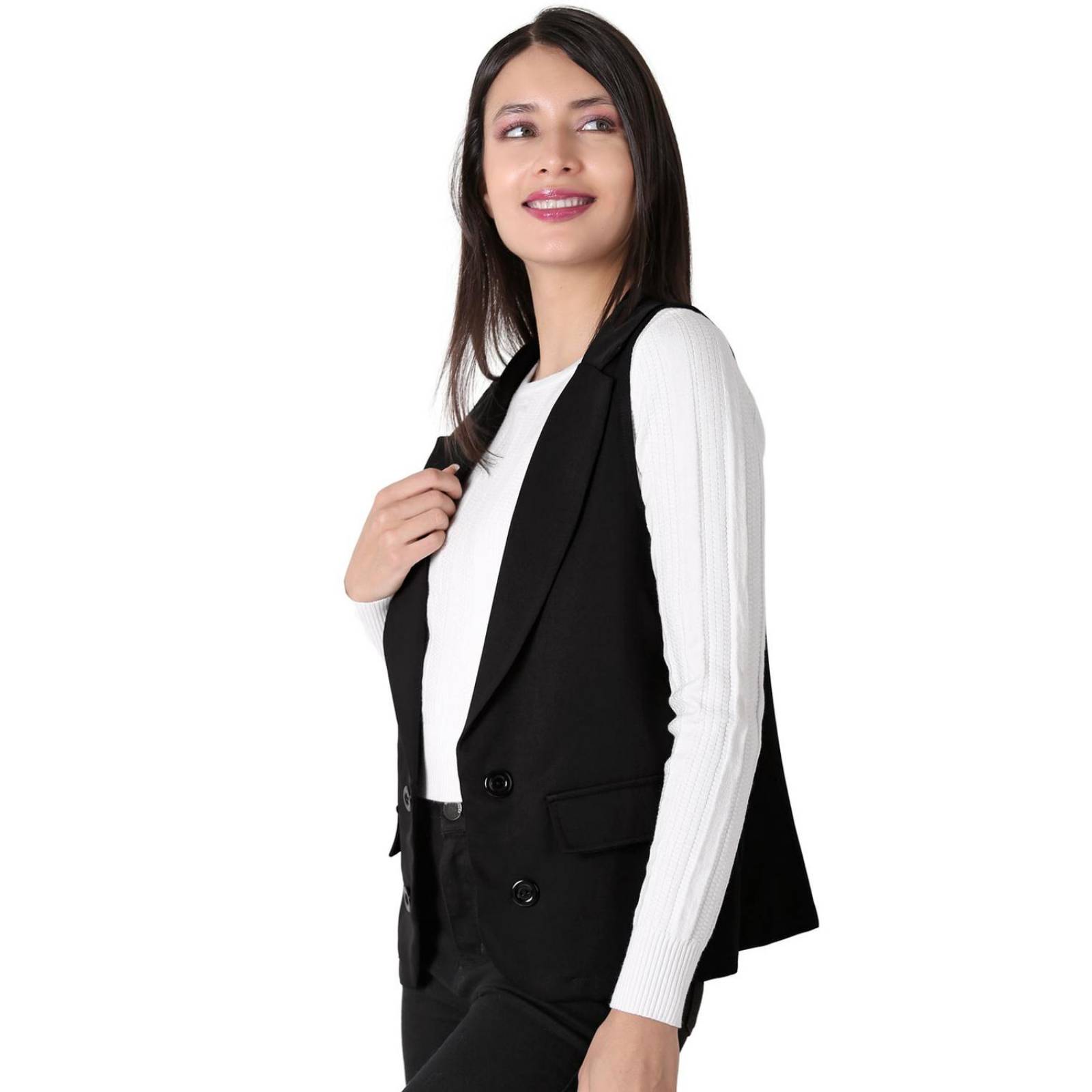 Chaleco Mujer Casual Negro Stfashion 79304646 .