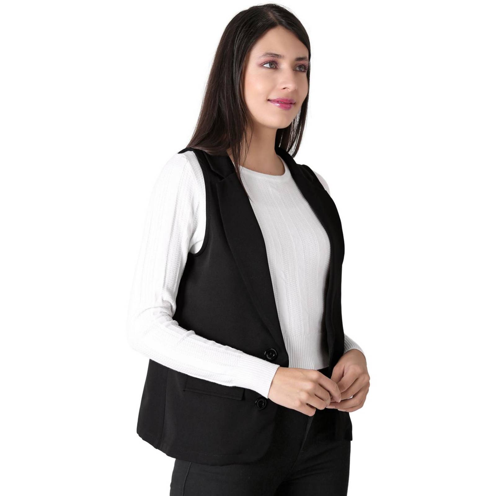 Chaleco Mujer Casual Negro Stfashion 79304646 .