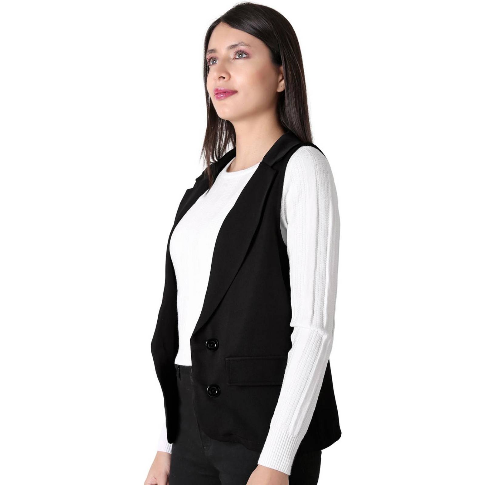 Chaleco Mujer Casual Negro Stfashion 79304646 .