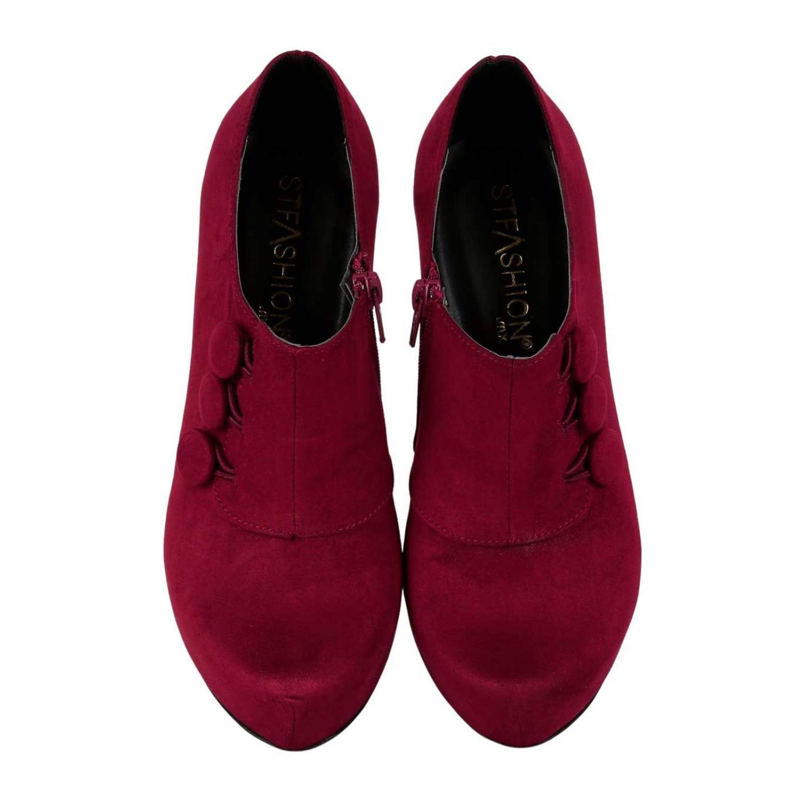 Botín Mujer Formal Tacón Vino Stfashion 03803909 