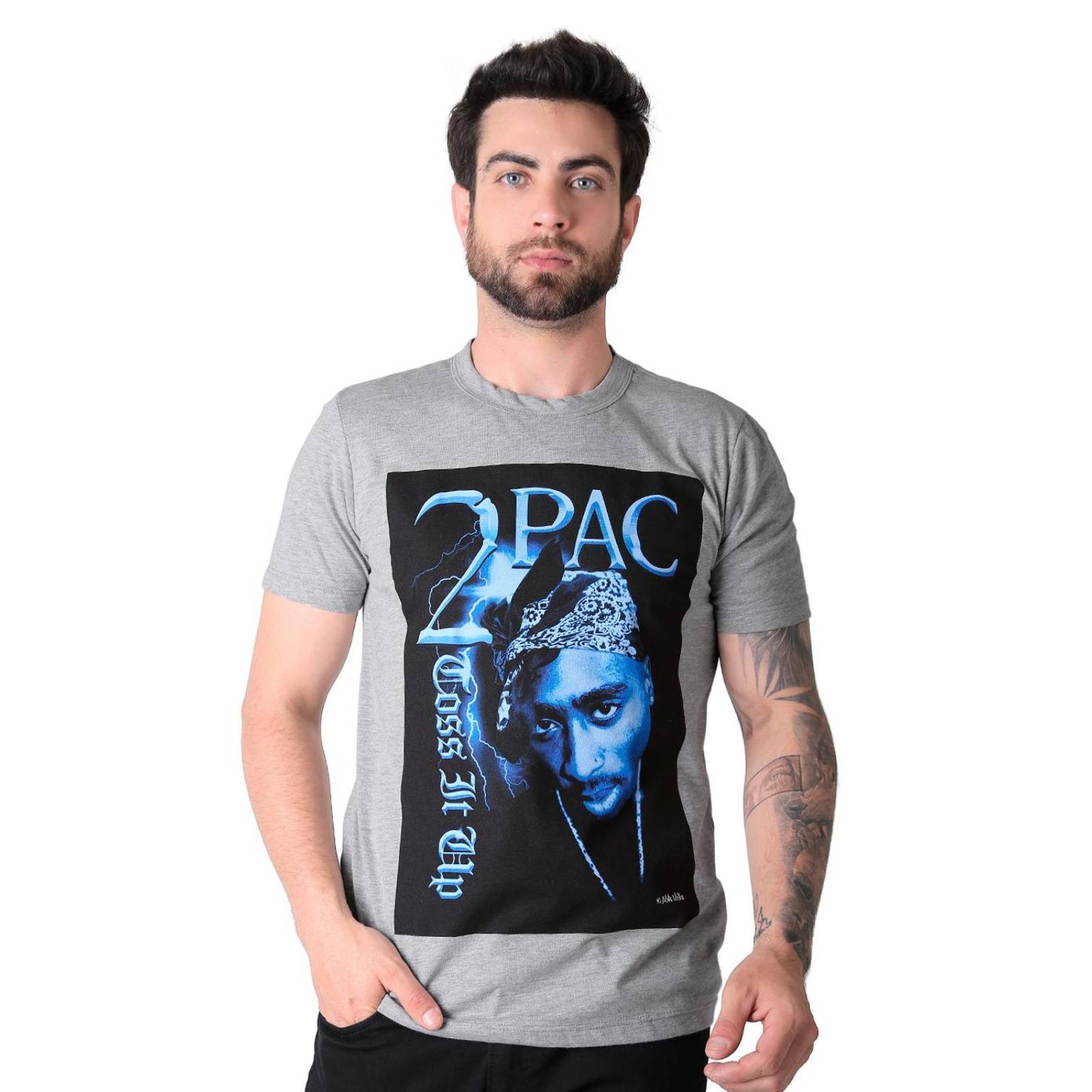 Playera Hombre Moda Camiseta Gris Bandas De Rock 58204847 .