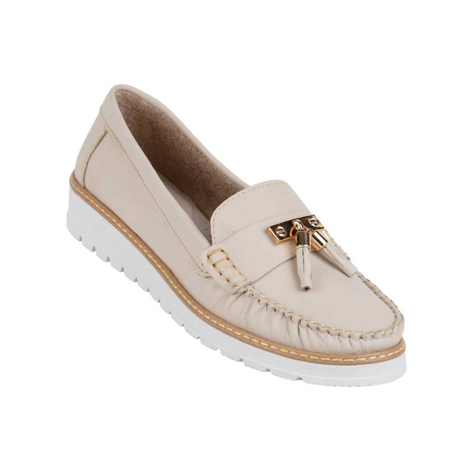 Zapato Mujer Mocasín Casual Piso Beige Lady One 08604003 