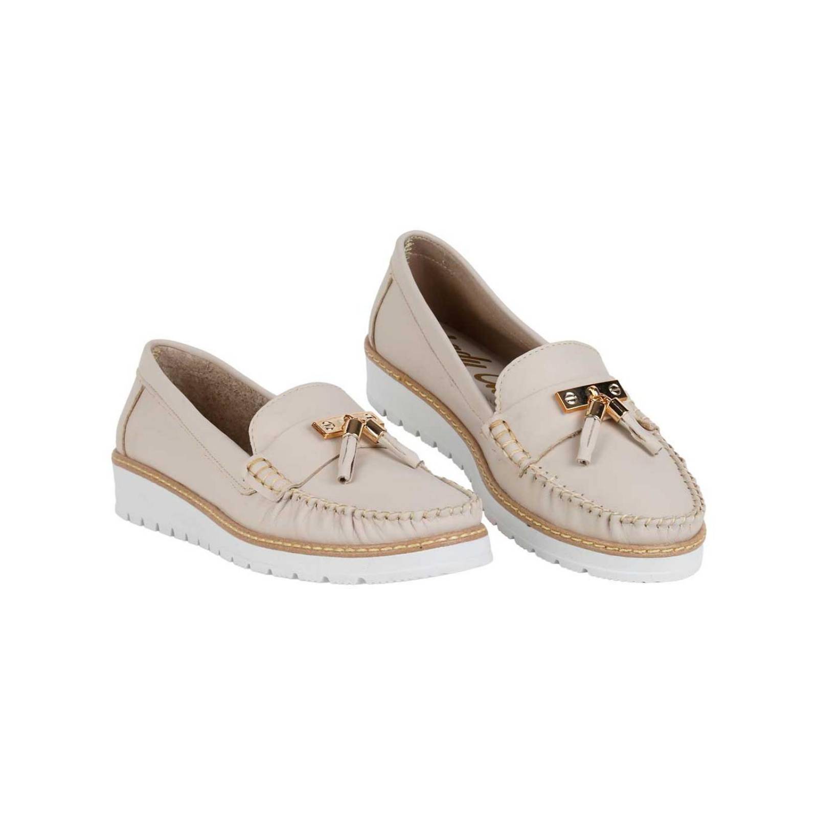 Zapato Mujer Mocasín Casual Piso Beige Lady One 08604003 