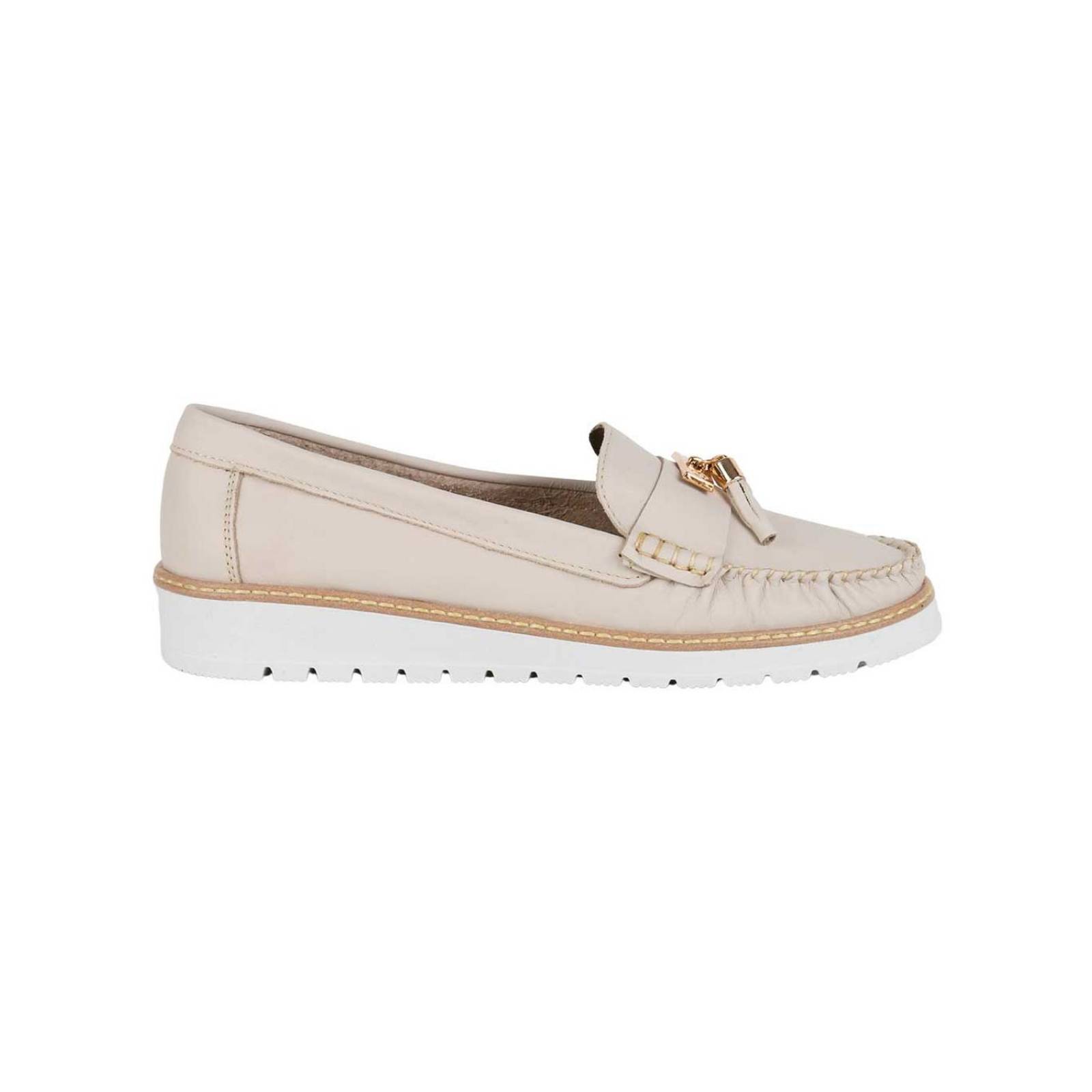 Zapato Mujer Mocasín Casual Piso Beige Lady One 08604003 