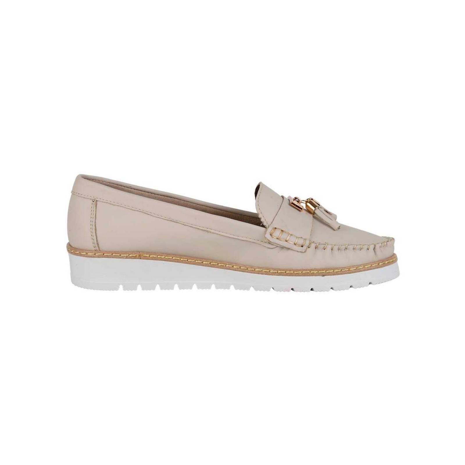 Zapato Mujer Mocasín Casual Piso Beige Lady One 08604003 