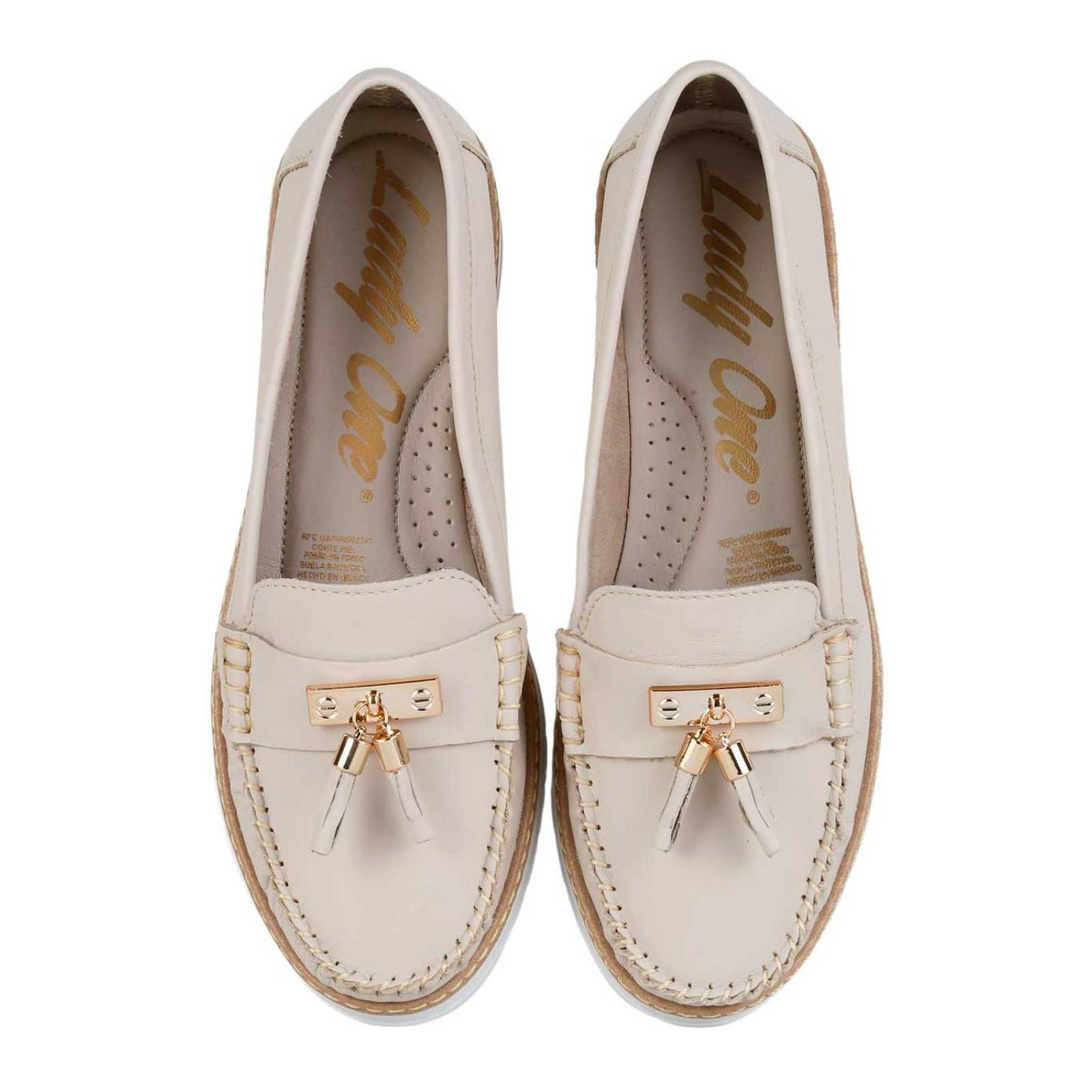 Zapato Mujer Mocasín Casual Piso Beige Lady One 08604003 