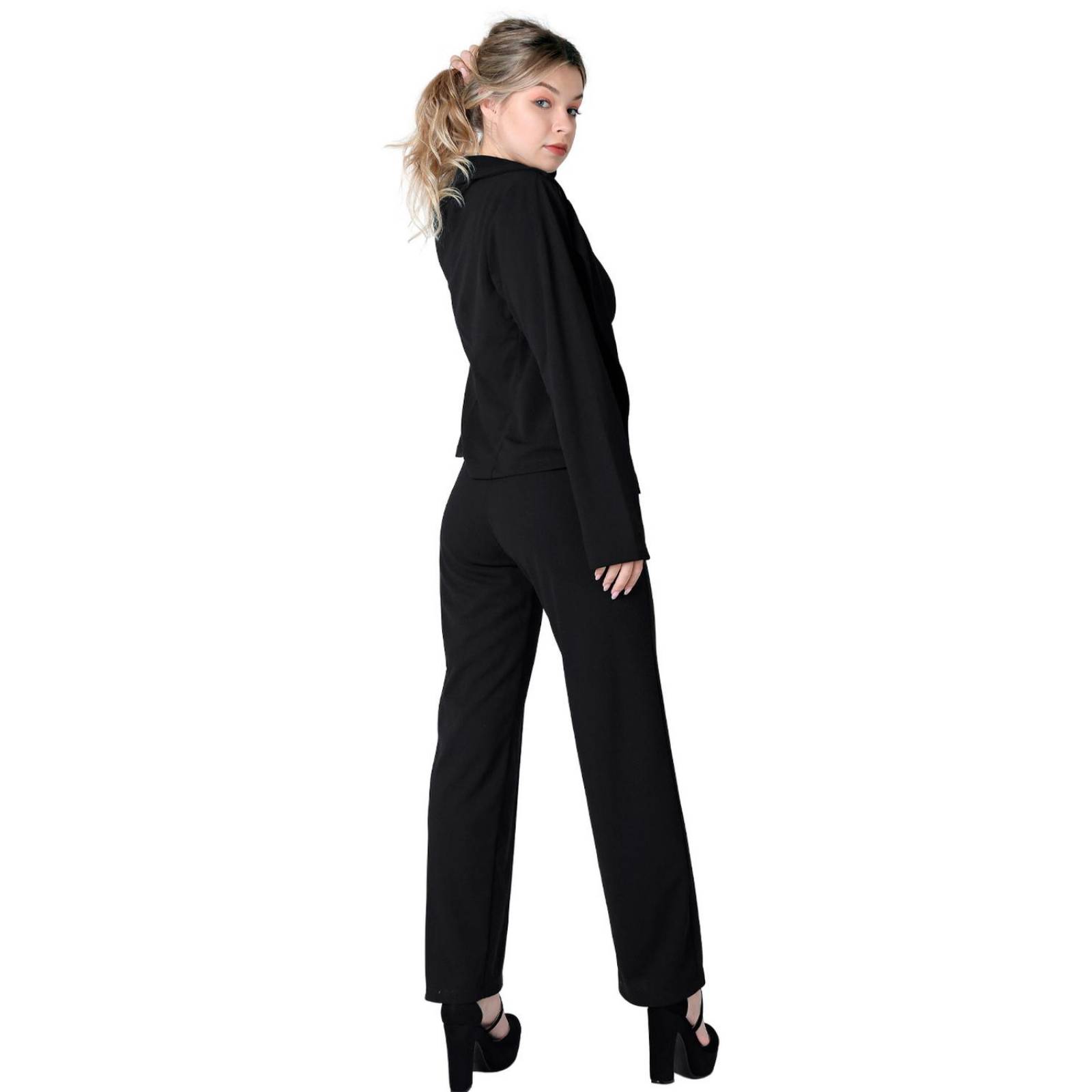 Conjunto 3 Piezas Top Saco Y Pantalón Mujer Formal Negro Stfashion 52404819 