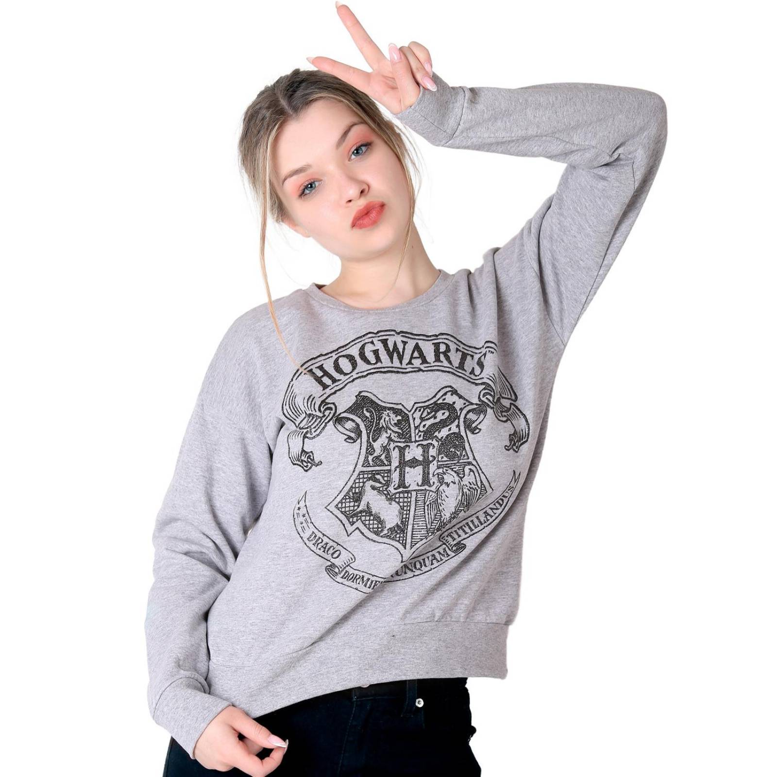 Sudadera Mujer Moda Sin Capucha Gris Harry Potter 58204871 
