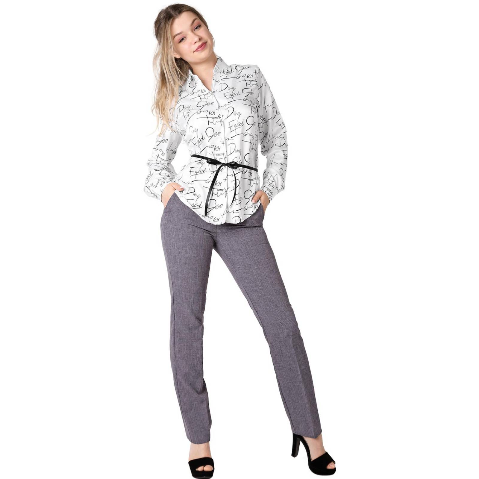 Pantalón Mujer Vestir Recto Gris Stfashion 79305000 .