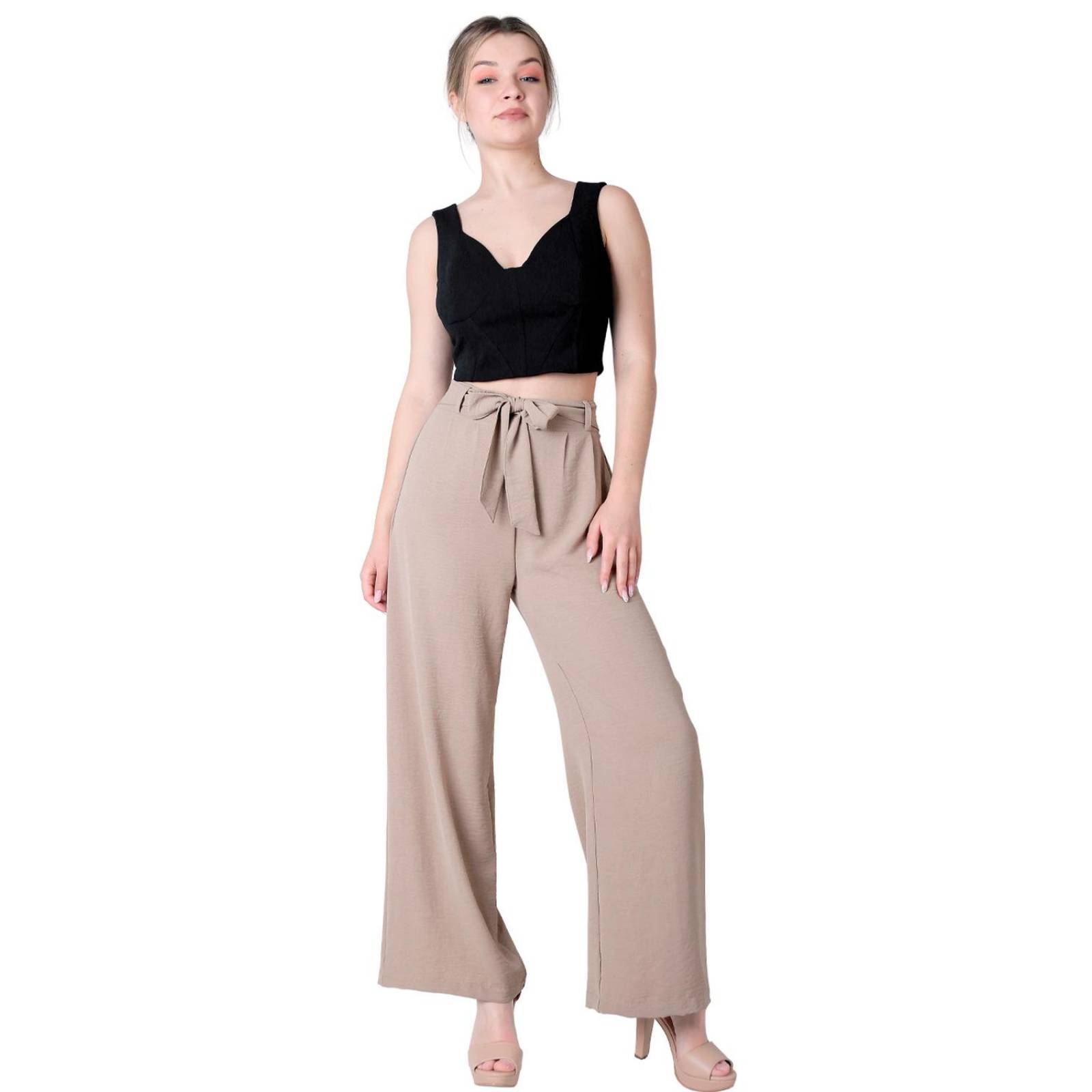 Pantalón Mujer Moda Recto Beige Stfashion 79304804 .