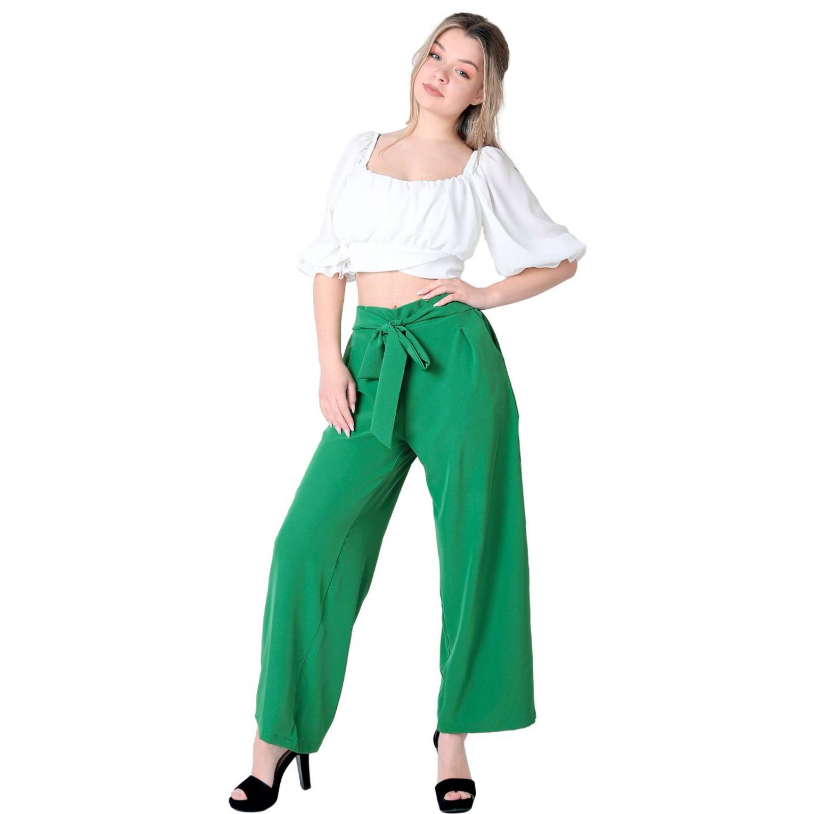 Pantalón Mujer Moda Recto Verde Stfashion 69704808 