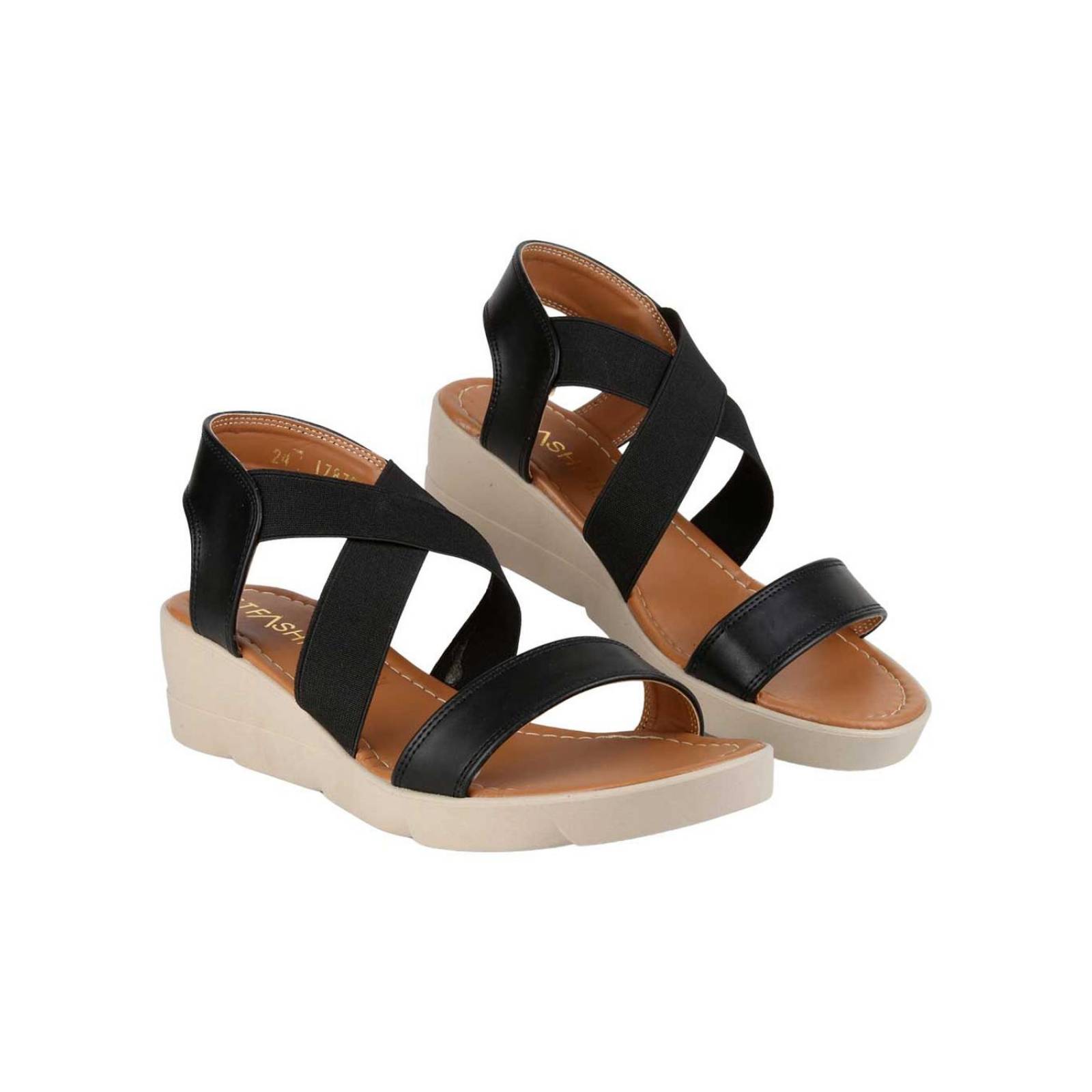 Sandalia Casual Cuña Mujer Negro Stfashion 12304004