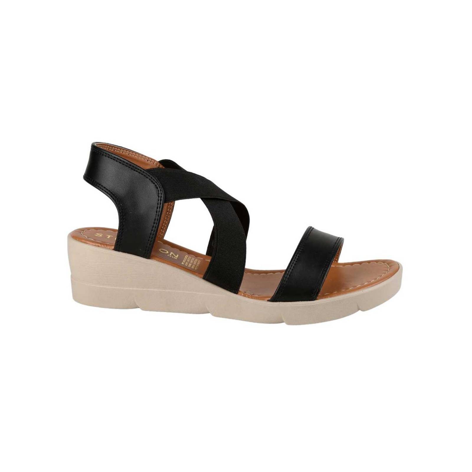 Sandalia Casual Cuña Mujer Negro Stfashion 12304004