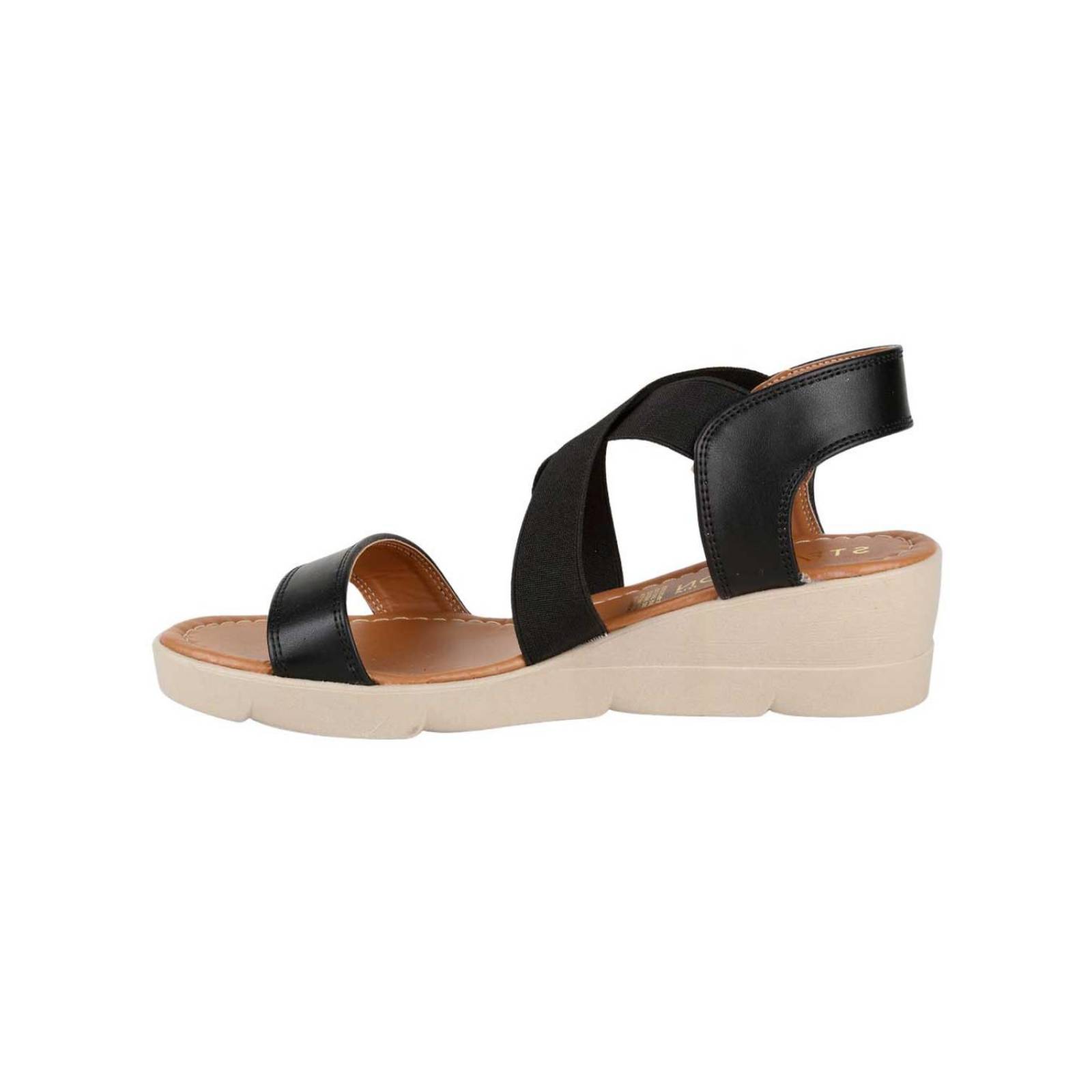 Sandalia Casual Cuña Mujer Negro Stfashion 12304004