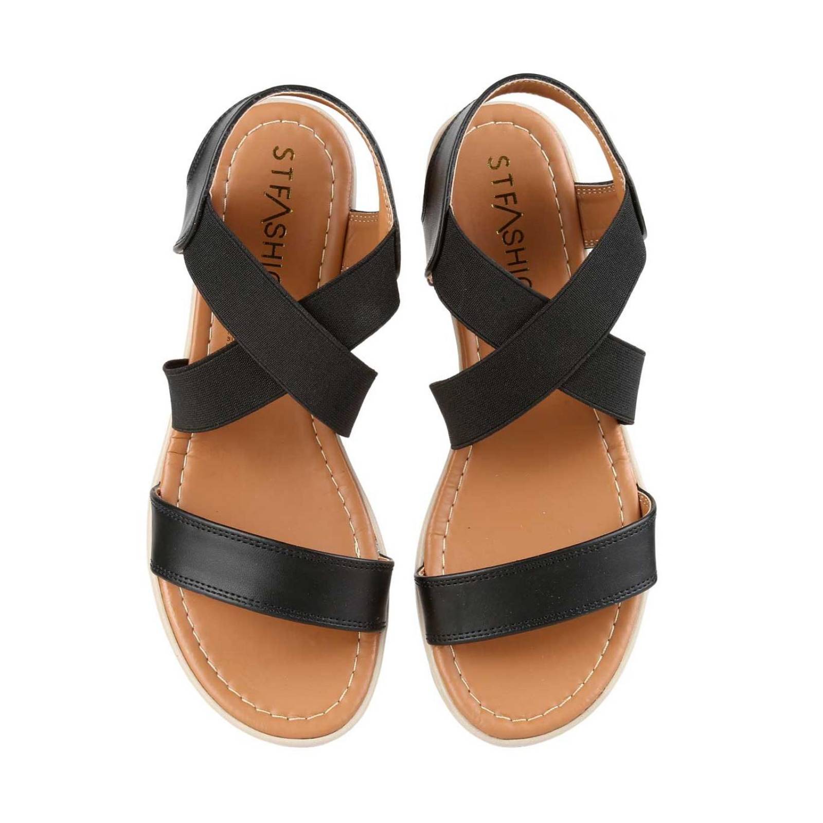 Sandalia Casual Cuña Mujer Negro Stfashion 12304004