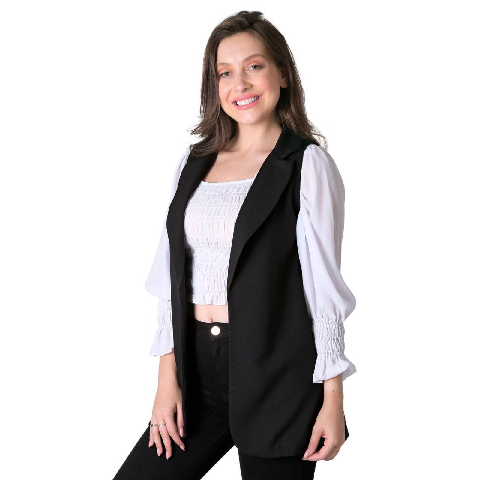 Chaleco Mujer Casual Negro Stfashion 79304626 