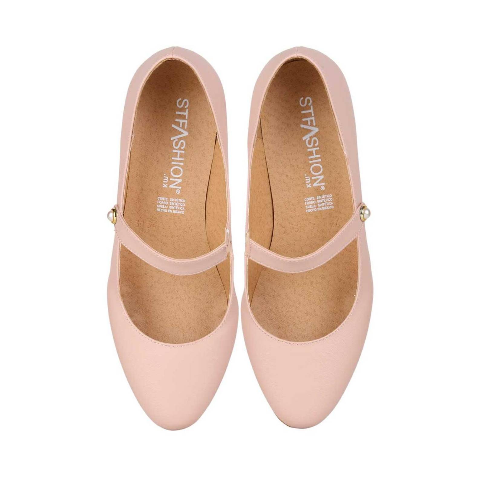 Zapato Mujer Mocasín Vestir Tacón Beige Stfashion 00304105 