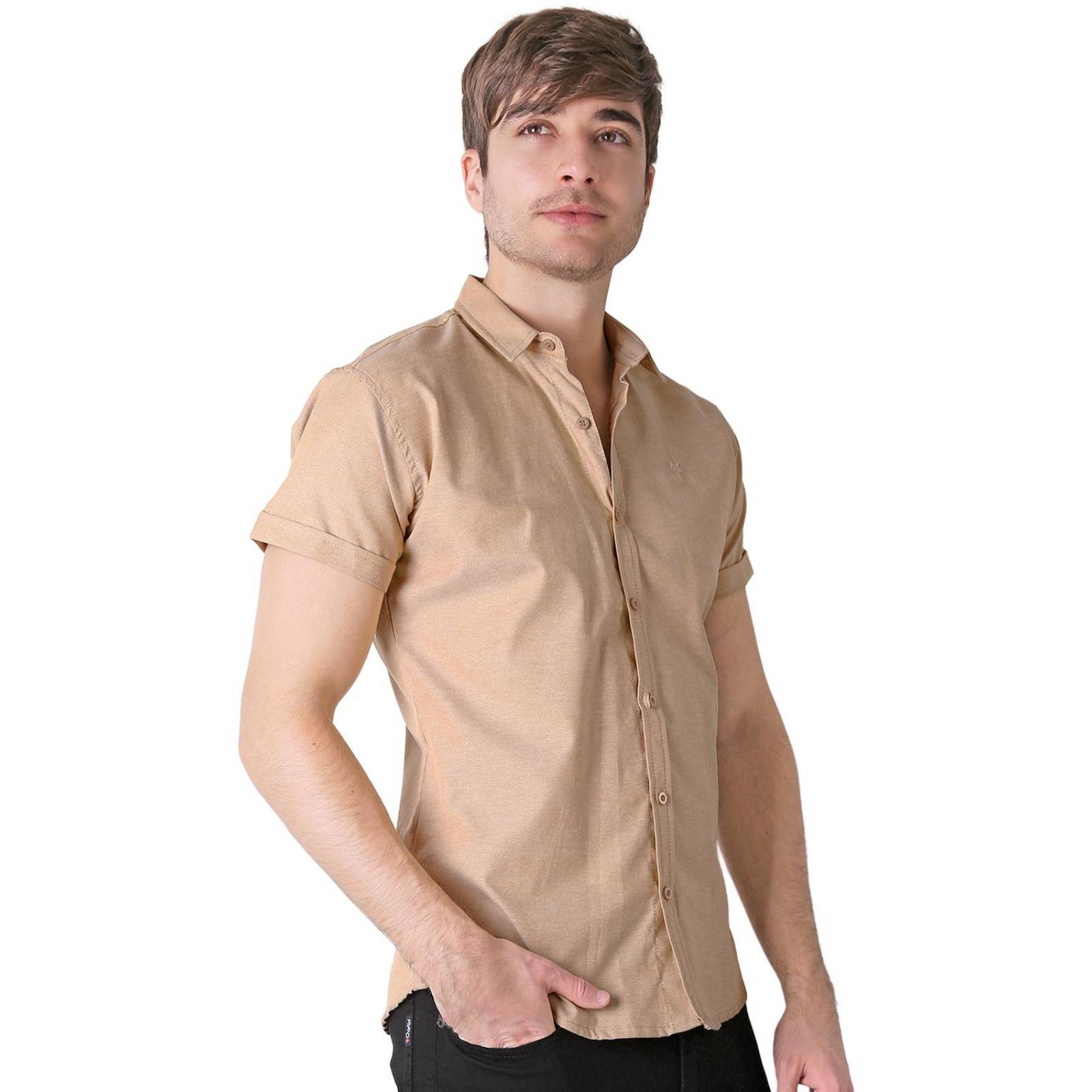 Camisa Hombre Casual Slim Beige Stfashion 50505021 