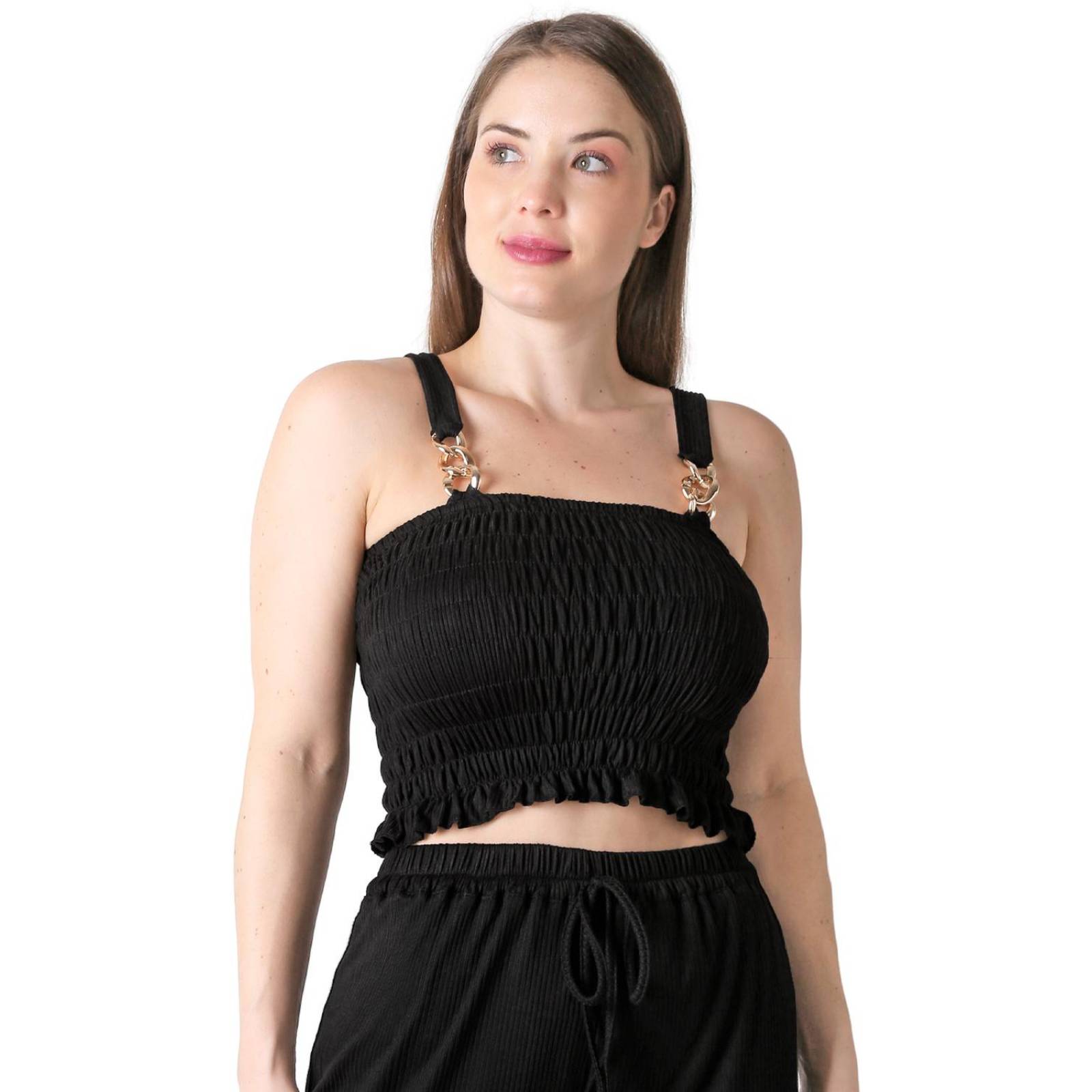 Conjunto 2 Piezas Blusa Y Pantalón Mujer Casual Negro Stfashion 52405009 
