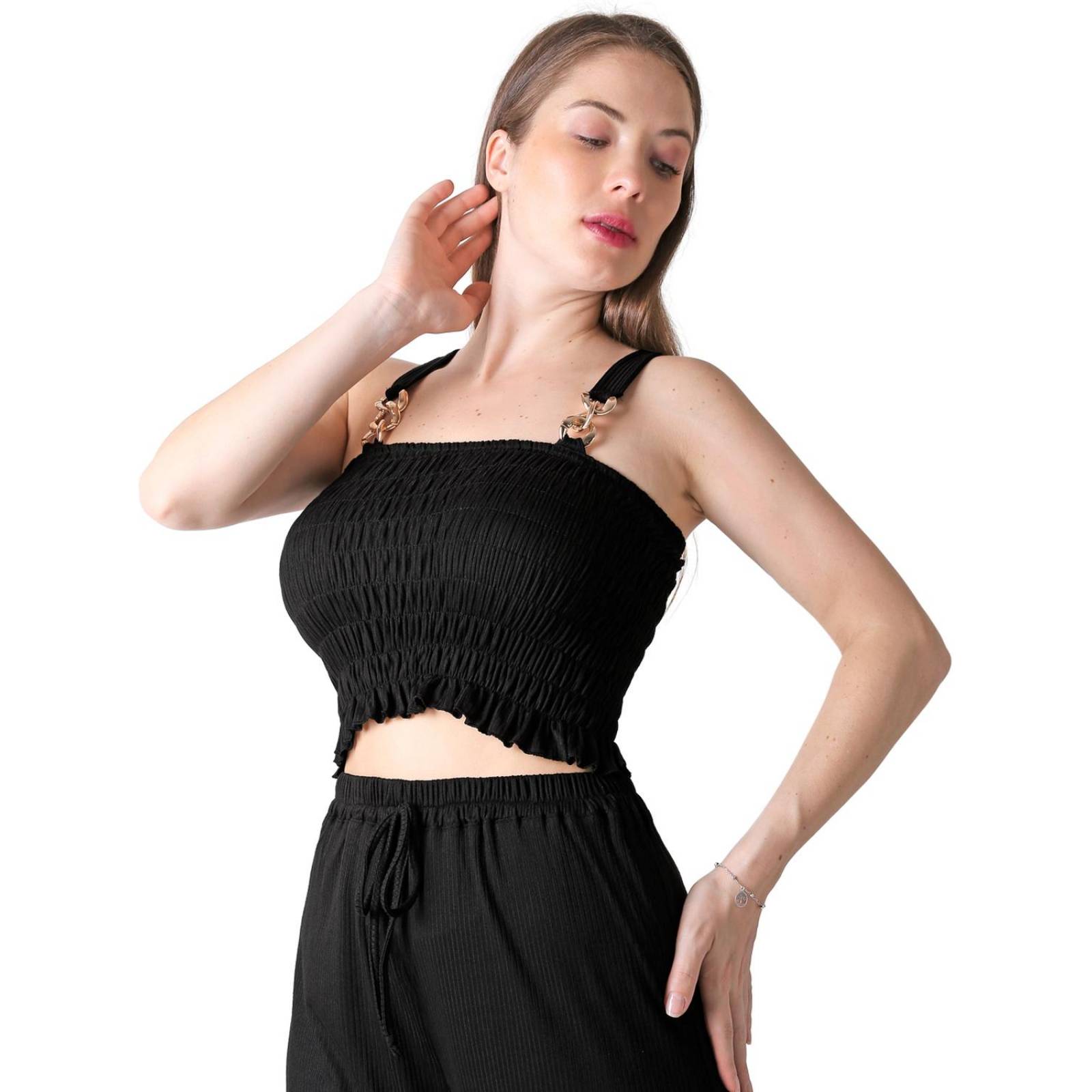 Conjunto 2 Piezas Blusa Y Pantalón Mujer Casual Negro Stfashion 52405009 